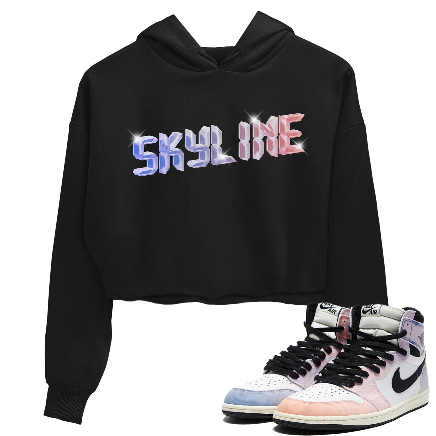 Air Jordan 1 Skyline Sneaker Tees Drip Gear Zone Digital Crystal Sneaker Tees AJ1 Skyline Shirt Women's Shirts Black 1