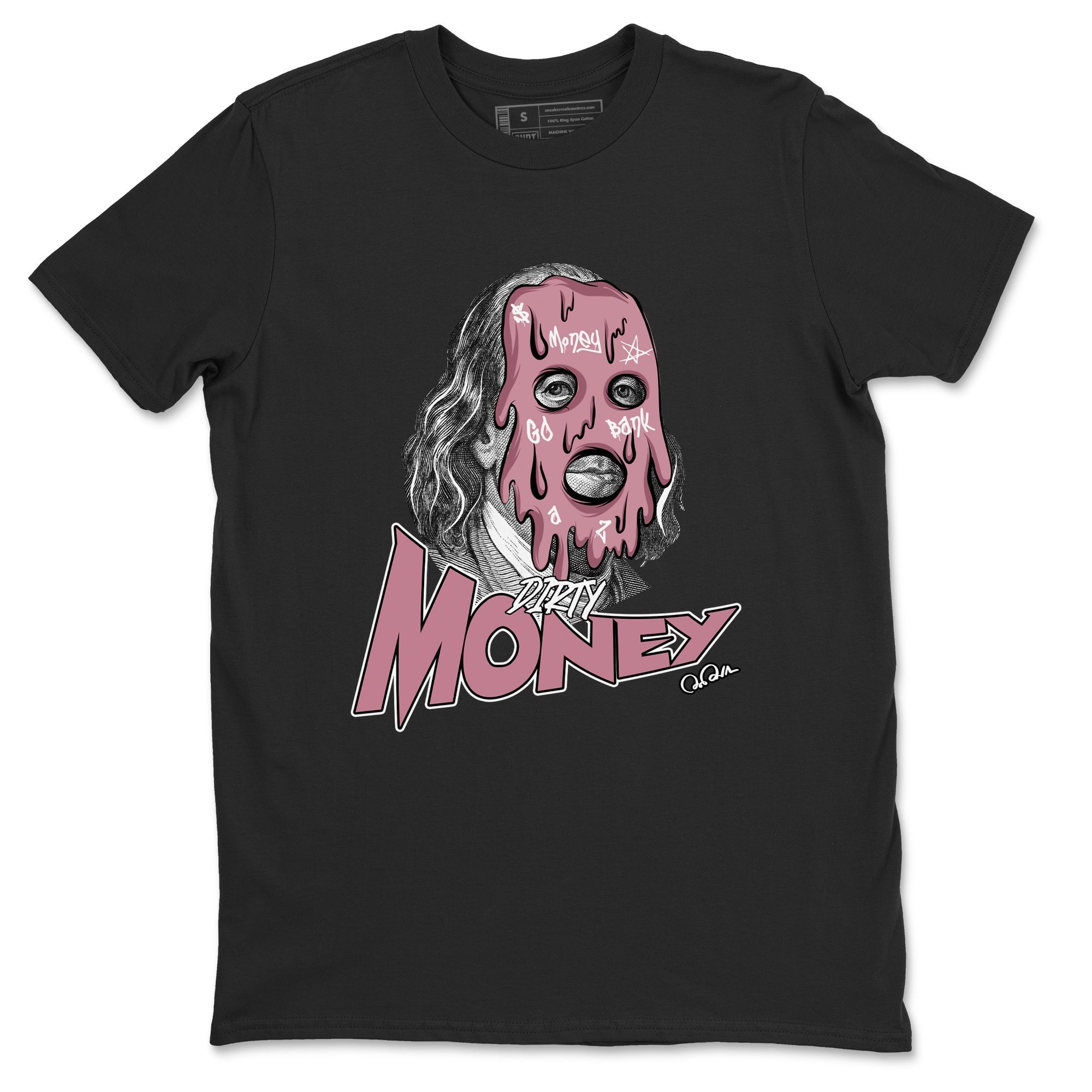 Air Jordan 1 Mauve shirt to match jordans Dirty Money crew neck streetwear t-shirt AJ1Mauve Drip Gear Zone Unisex Black 2 Sneaker Matching Tee