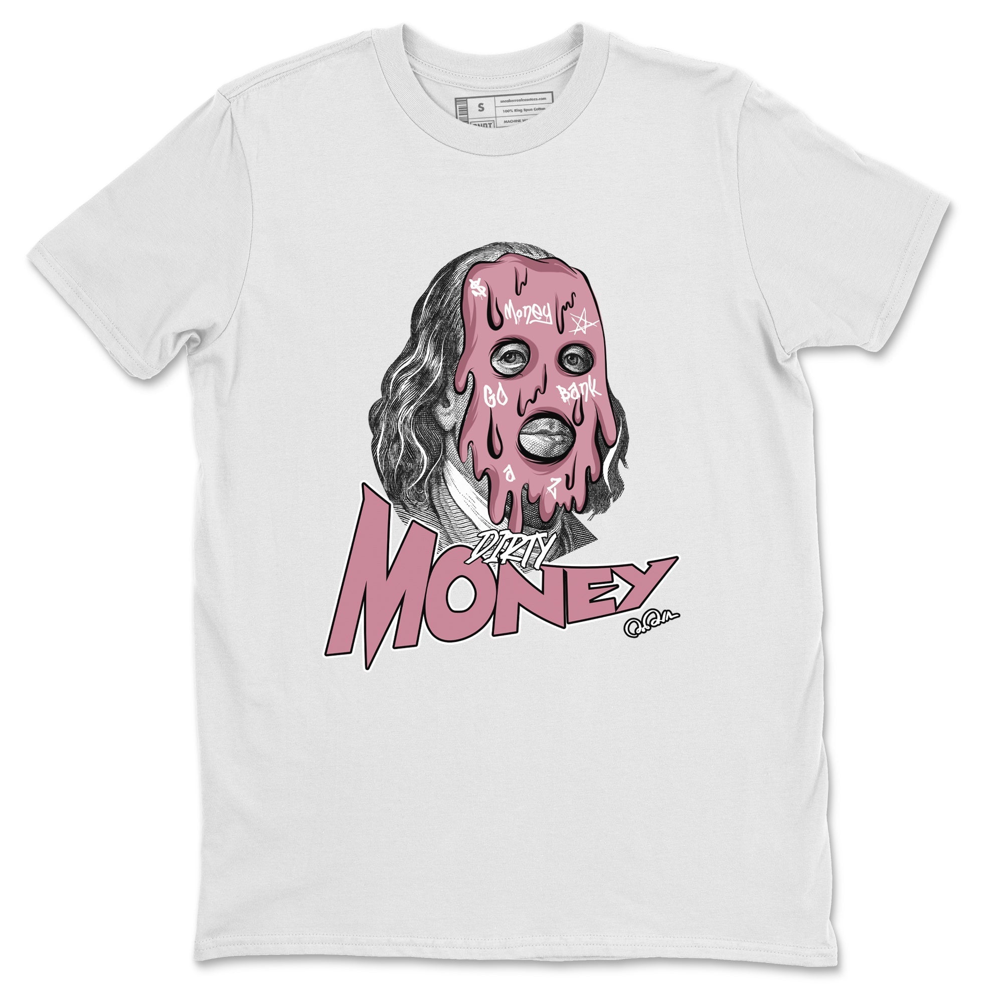 Air Jordan 1 Mauve shirt to match jordans Dirty Money crew neck streetwear t-shirt AJ1Mauve Drip Gear Zone Unisex White 2 Sneaker Matching Tee