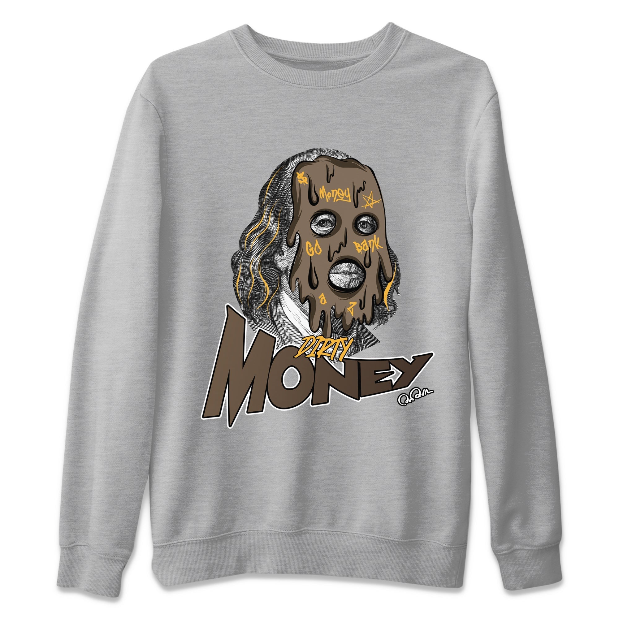 Air Jordan 1 Palomino shirt to match jordans Dirty Money Streetwear Sneaker Shirt AJ1 High Palomino Drip Gear Zone Sneaker Matching Clothing Unisex Heather Grey 2 T-Shirt