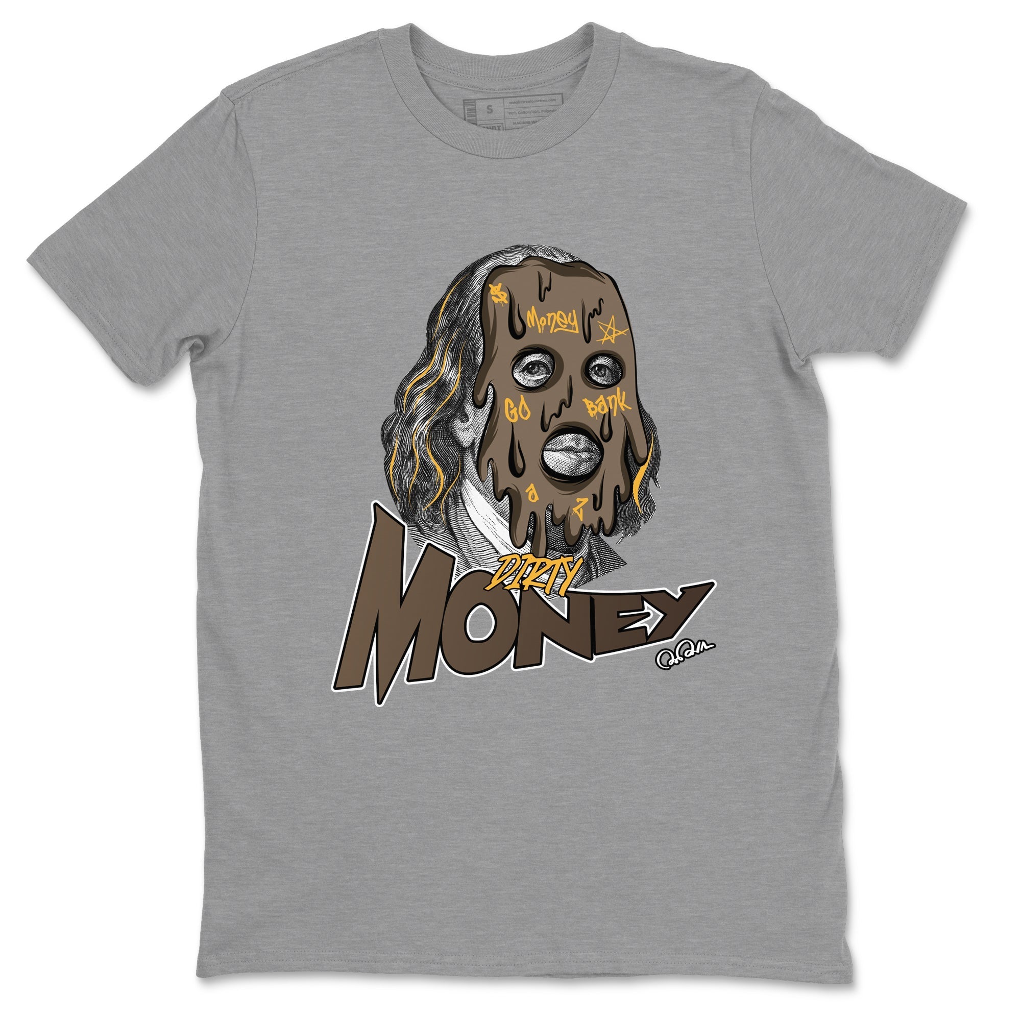 Air Jordan 1 Palomino shirt to match jordans Dirty Money Streetwear Sneaker Shirt AJ1 High Palomino Drip Gear Zone Sneaker Matching Clothing Unisex Heather Grey 2 T-Shirt