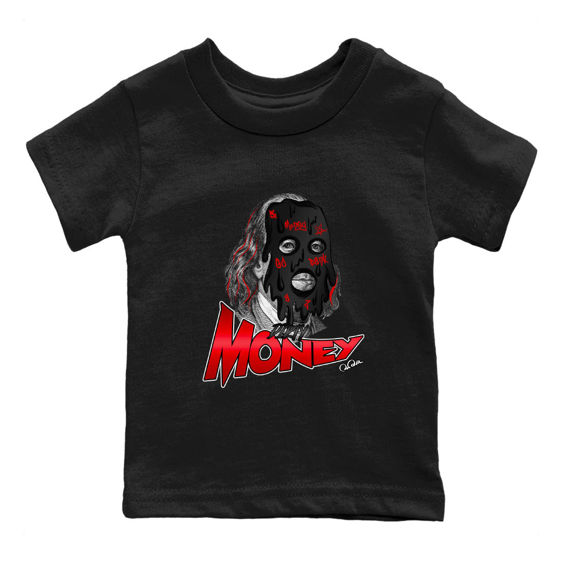 Air Jordan 1 Satin Bred Sneaker Match Tees Dirty Money Streetwear Sneaker Shirt AJ1 Satin Bred Sneaker Release Tees Kids Shirts Black 2