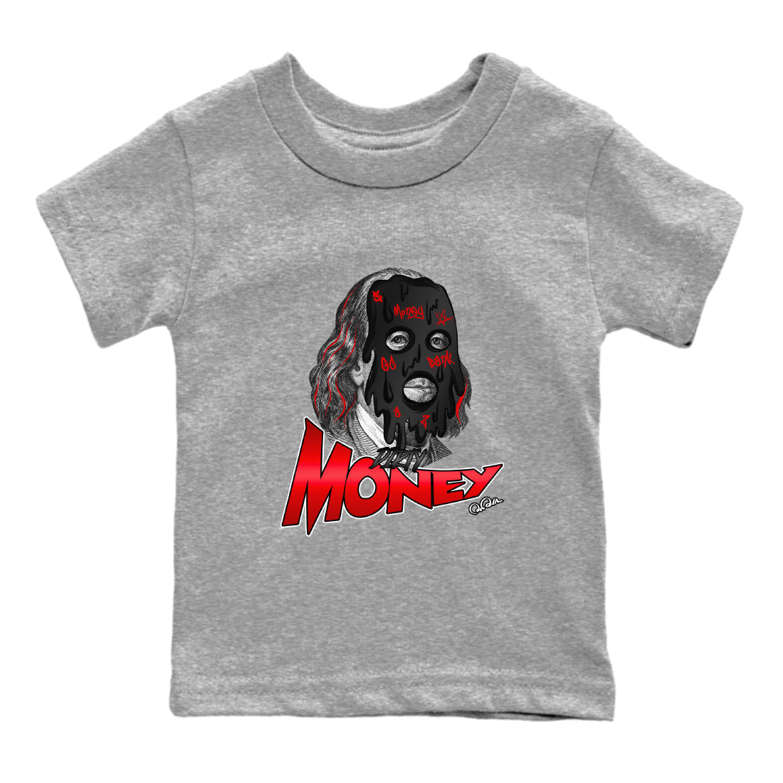 Air Jordan 1 Satin Bred Sneaker Match Tees Dirty Money Streetwear Sneaker Shirt AJ1 Satin Bred Sneaker Release Tees Kids Shirts Heather Grey 2