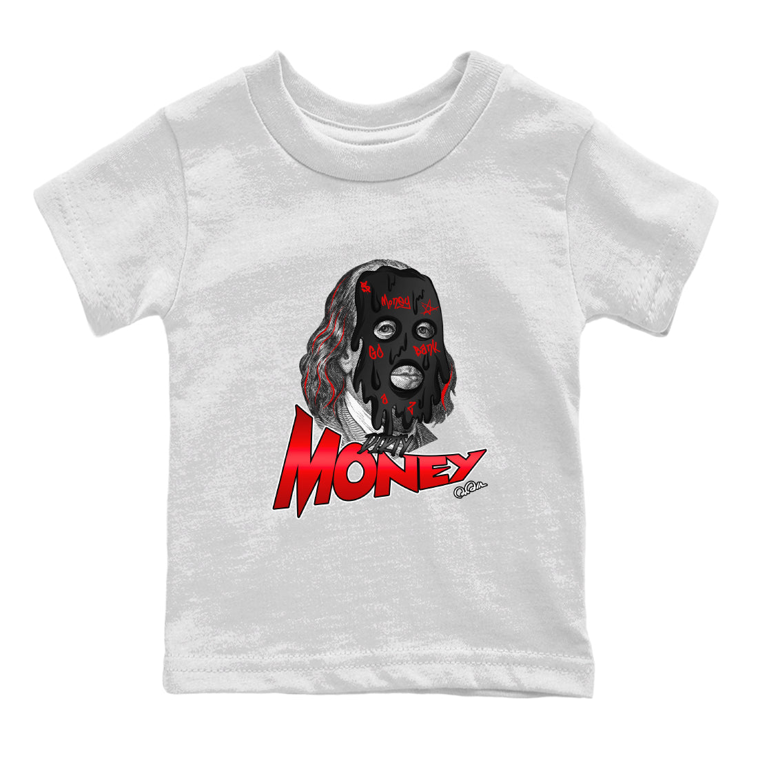 Air Jordan 1 Satin Bred Sneaker Match Tees Dirty Money Streetwear Sneaker Shirt AJ1 Satin Bred Sneaker Release Tees Kids Shirts White 2