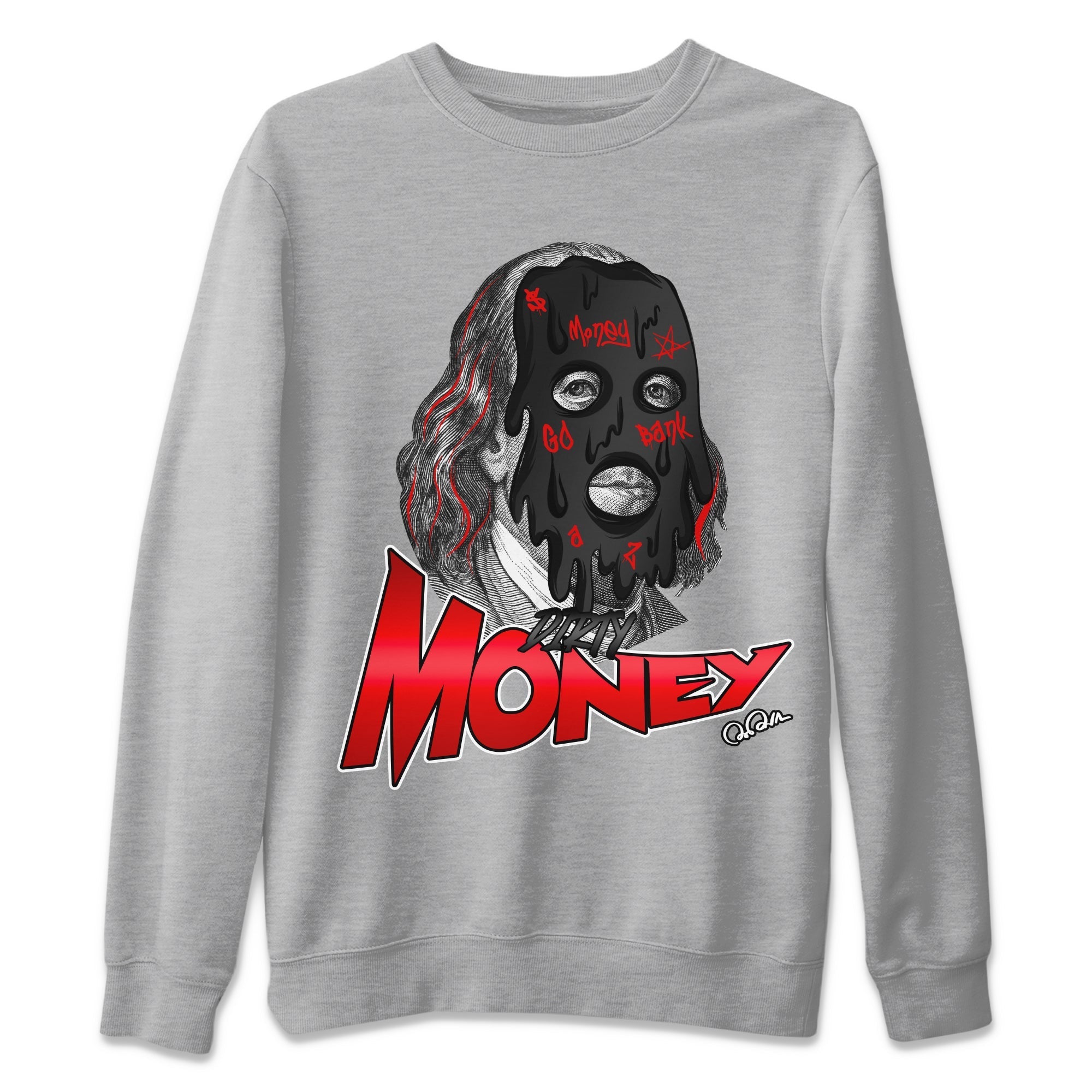 Air Jordan 1 Satin Bred Sneaker Match Tees Dirty Money Streetwear Sneaker Shirt AJ1 Satin Bred Sneaker Release Tees Unisex Shirts Heather Grey 2