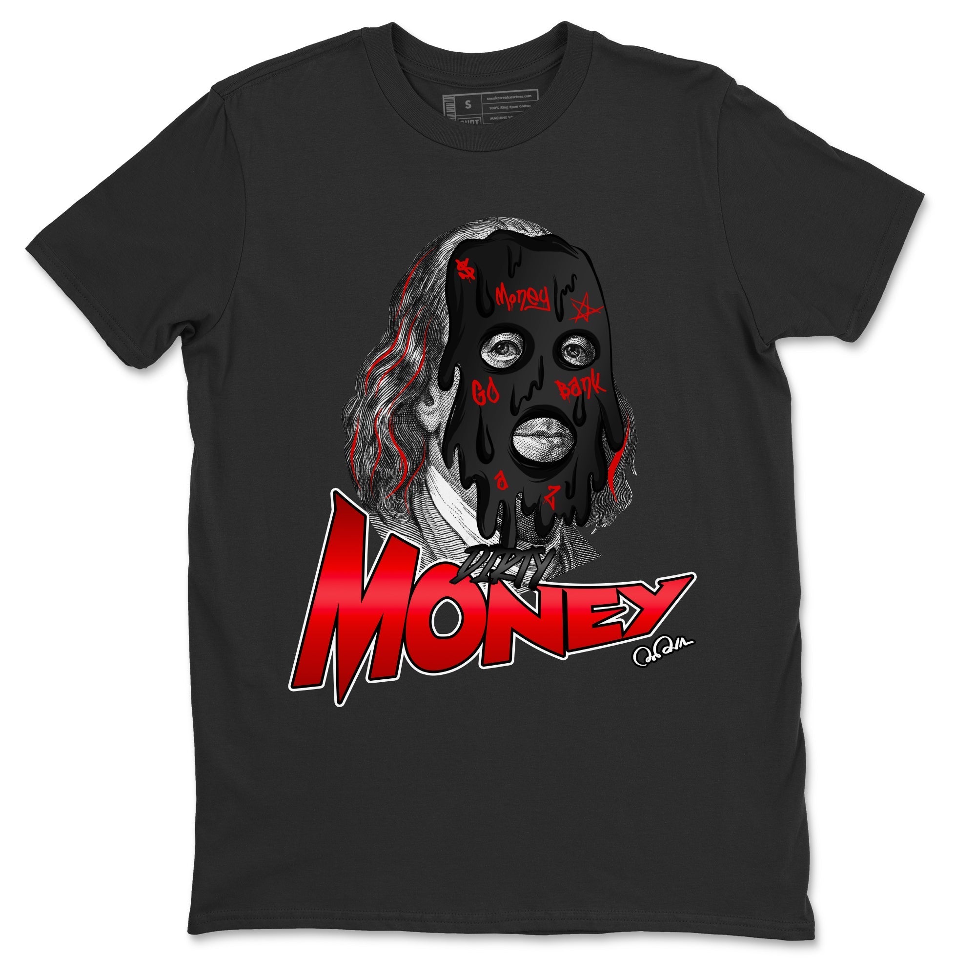 Air Jordan 1 Satin Bred Sneaker Match Tees Dirty Money Streetwear Sneaker Shirt AJ1 Satin Bred Sneaker Release Tees Unisex Shirts Black 2