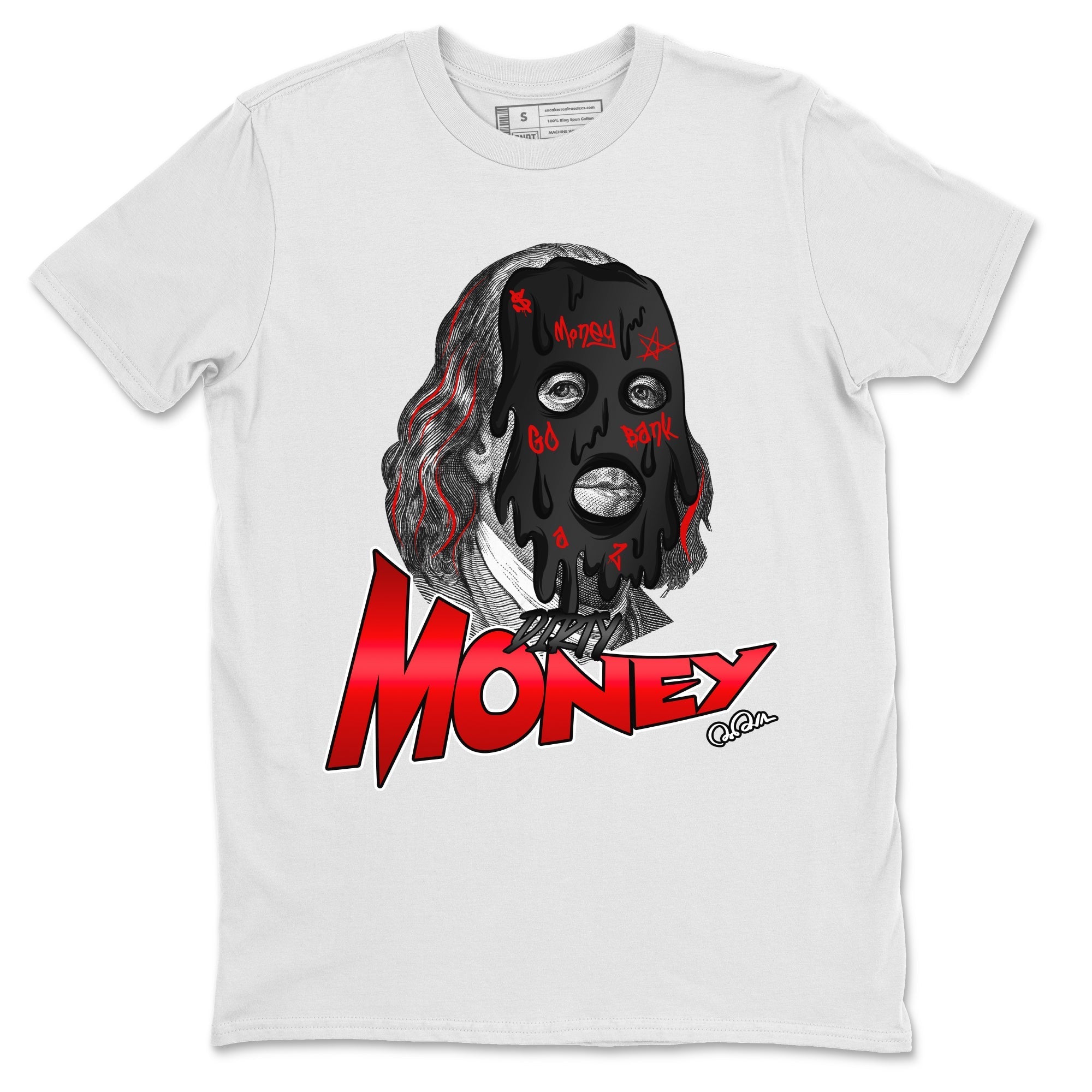 Air Jordan 1 Satin Bred Sneaker Match Tees Dirty Money Streetwear Sneaker Shirt AJ1 Satin Bred Sneaker Release Tees Unisex Shirts White 2