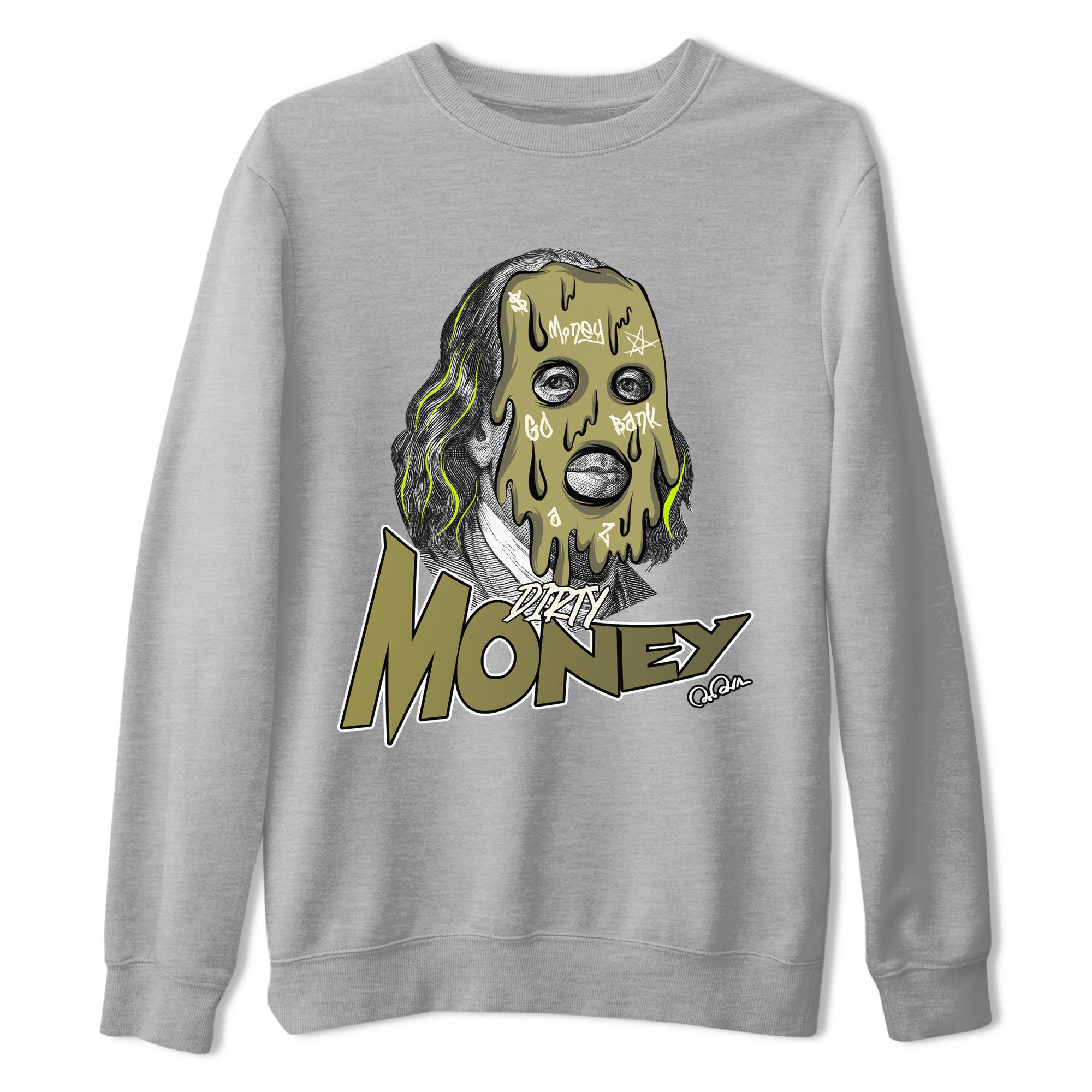 Air Jordan 1 Travis Scott Golf shirt to match jordans Dirty Money Streetwear Sneaker Shirt AJ1 lowTravis Scott Golf Drip Gear Zone Sneaker Matching Clothing Unisex Heather Grey 2 T-Shirt