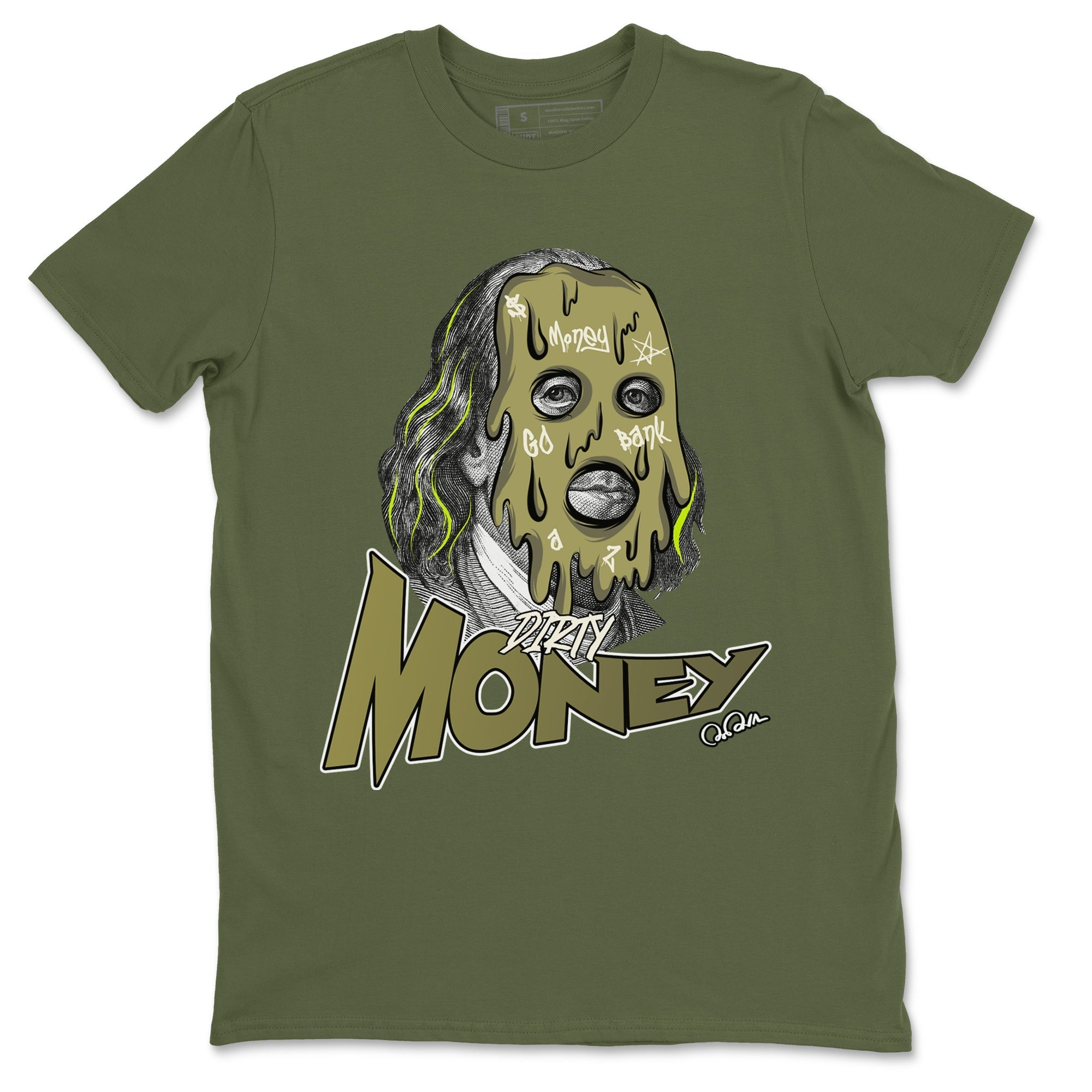 Air Jordan 1 Travis Scott Golf shirt to match jordans Dirty Money Streetwear Sneaker Shirt AJ1 lowTravis Scott Golf Drip Gear Zone Sneaker Matching Clothing Unisex Military Green 2 T-Shirt
