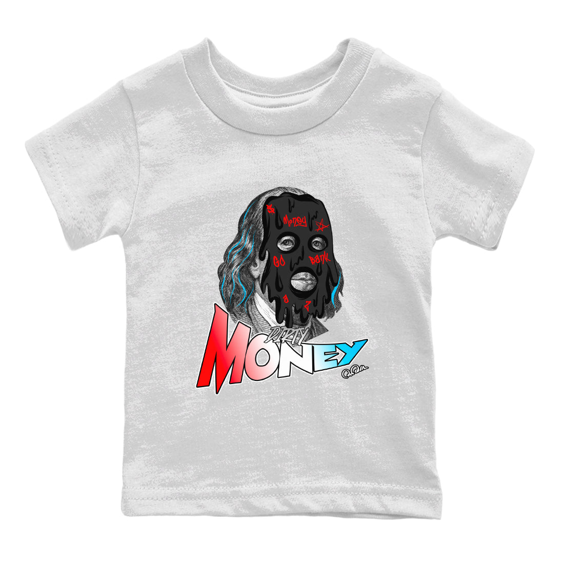 Air Jordan 1 UNC to Chicago Sneaker Match Tees Dirty Money Streetwear Sneaker Shirt AJ1 UNC to Chicago Sneaker Release Tees Kids Shirts White 2