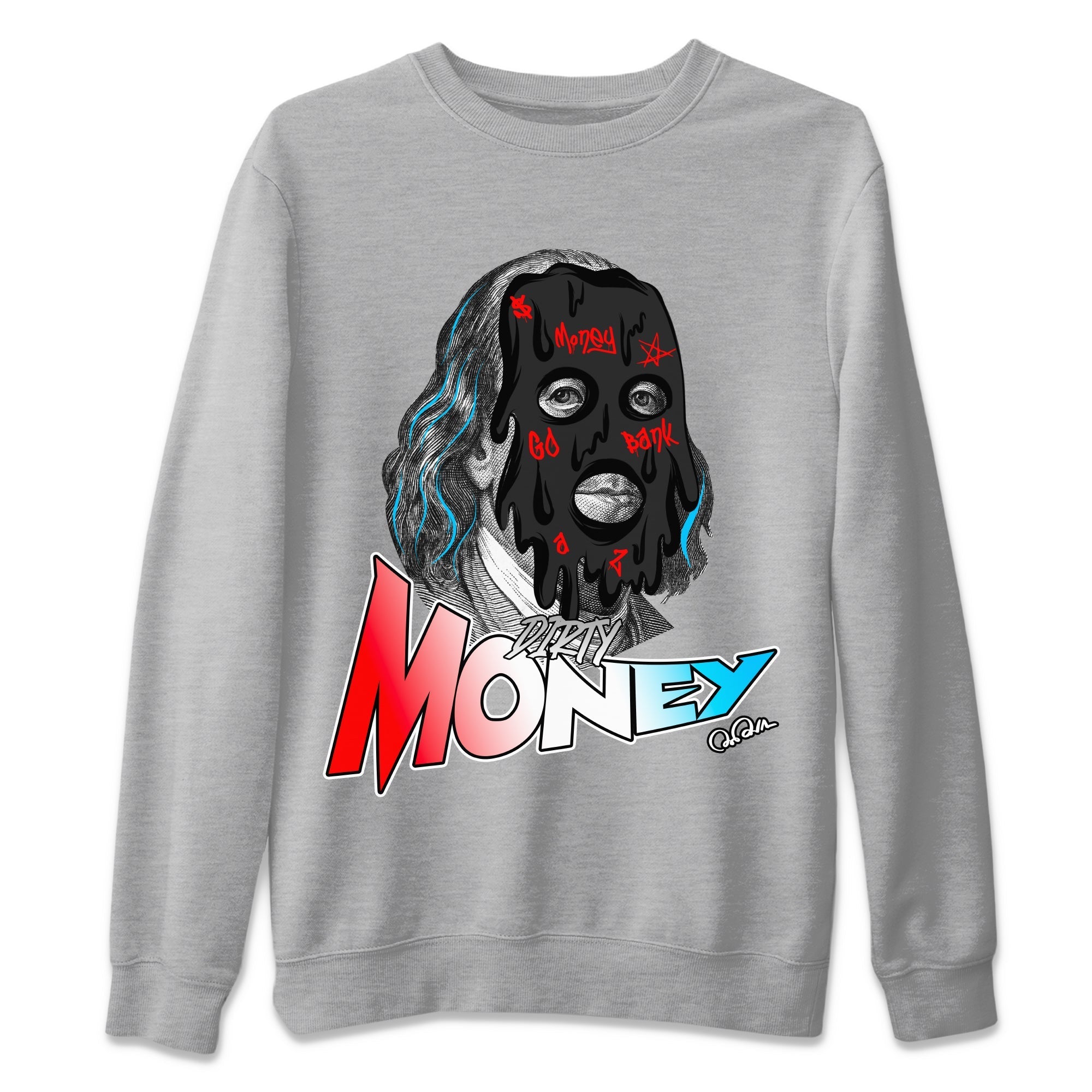 Air Jordan 1 UNC to Chicago Sneaker Match Tees Dirty Money Streetwear Sneaker Shirt AJ1 UNC to Chicago Sneaker Release Tees Unisex Shirts Heather Grey 2