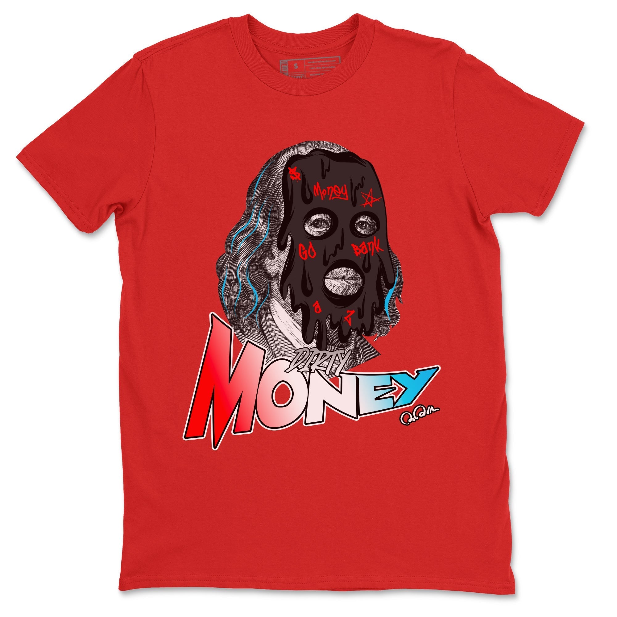 Air Jordan 1 UNC to Chicago Sneaker Match Tees Dirty Money Streetwear Sneaker Shirt AJ1 UNC to Chicago Sneaker Release Tees Unisex Shirts Red 2