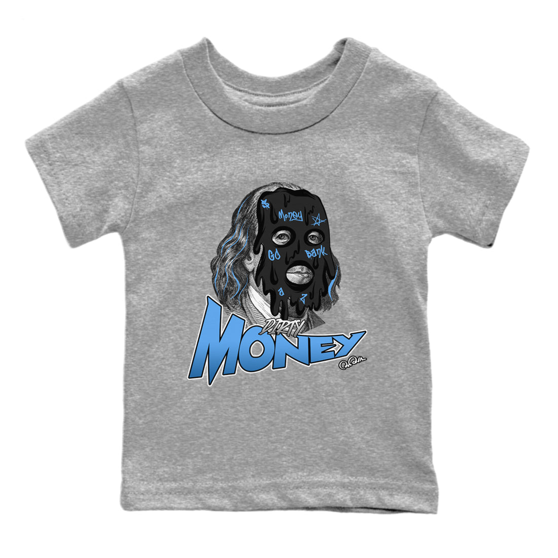 Air Jordan 1 Retro High OG UNC Toe Shirt to match Jordans Dirty Money Streetwear Sneaker Shirt 1s UNC Toe Drip Gear Zone Sneaker Matching Clothing Kids and Baby Tees Heather Grey 2