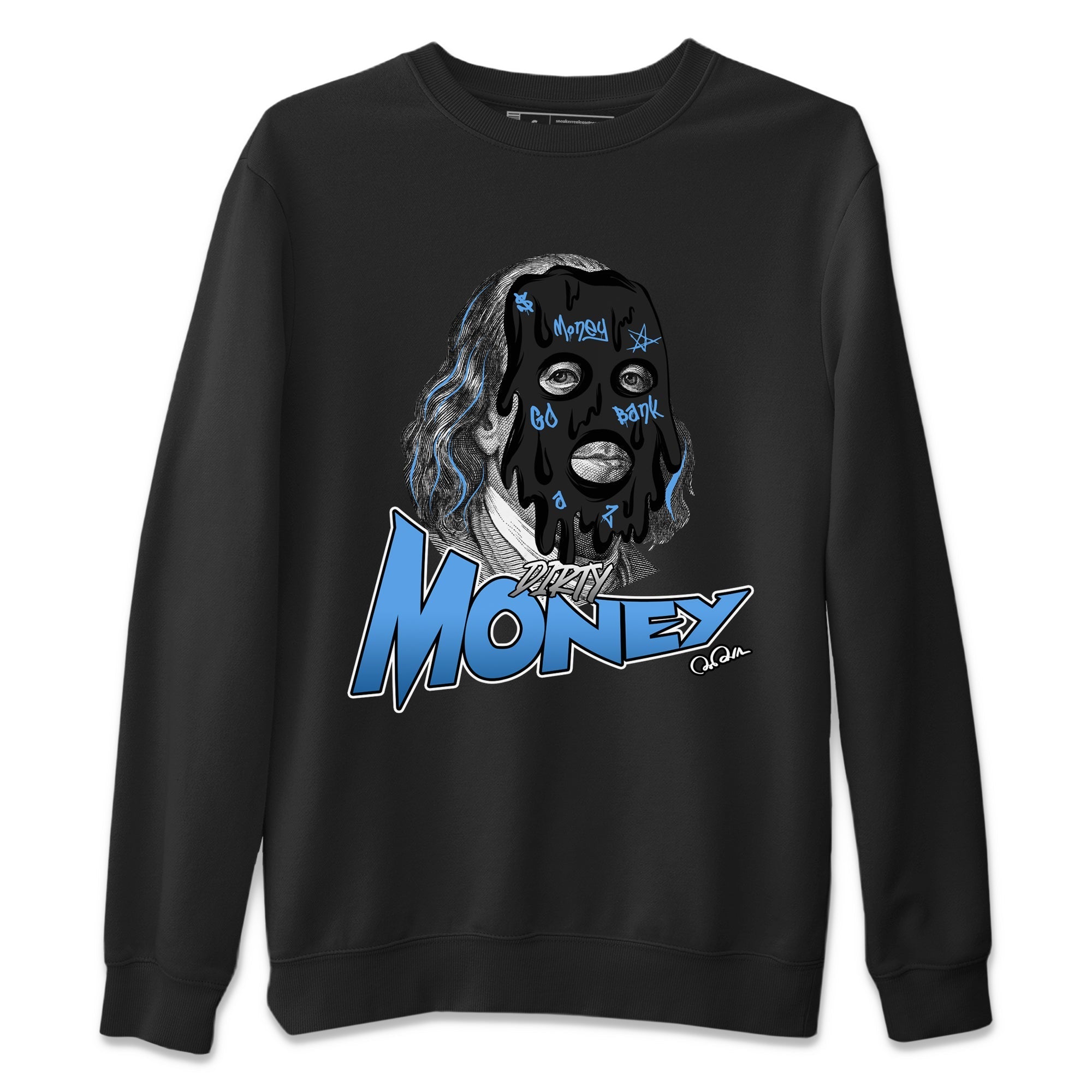 Air Jordan 1 Retro High OG UNC Toe Shirt to match Jordans Dirty Money Streetwear Sneaker Shirt 1s UNC Toe Drip Gear Zone Sneaker Matching Clothing Crew Neck T-Shirts Black 2