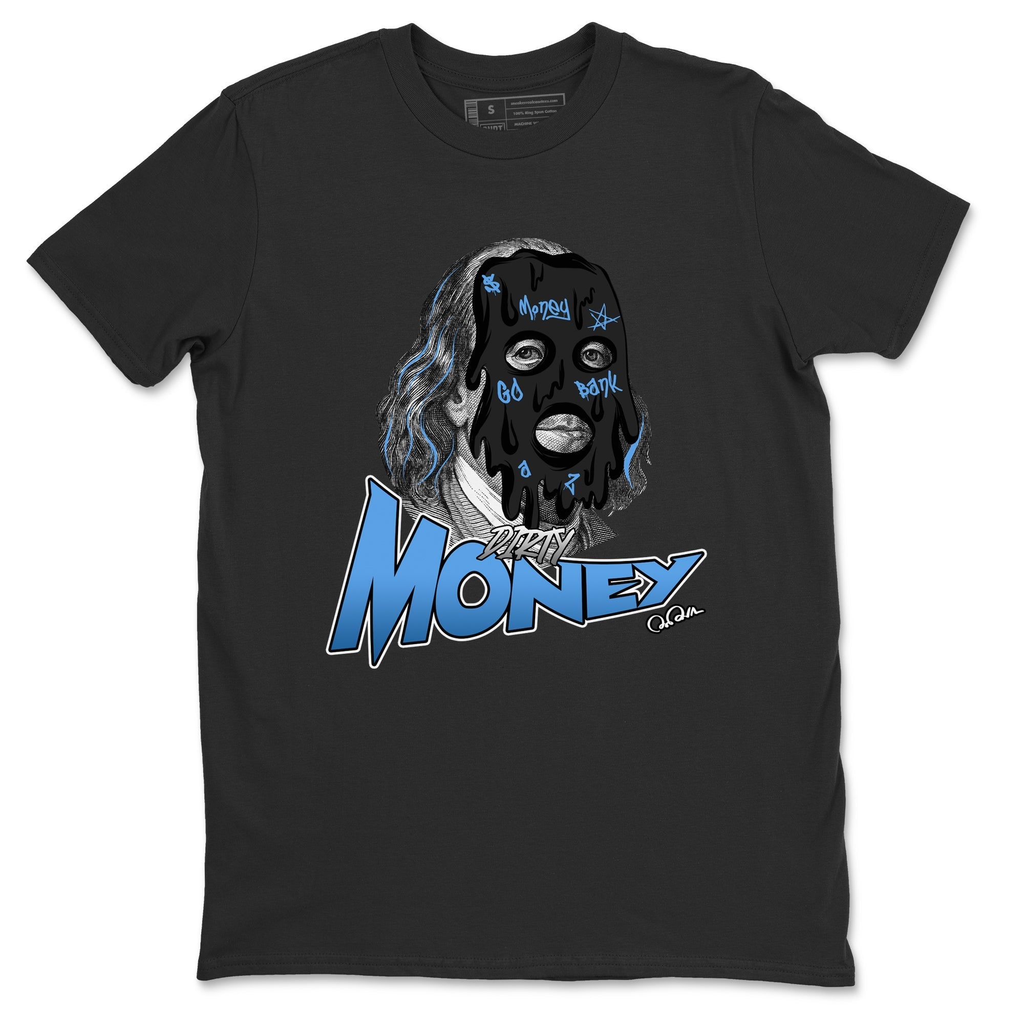 Air Jordan 1 Retro High OG UNC Toe Shirt to match Jordans Dirty Money Streetwear Sneaker Shirt 1s UNC Toe Drip Gear Zone Sneaker Matching Clothing Crew Neck T-Shirts Black 2