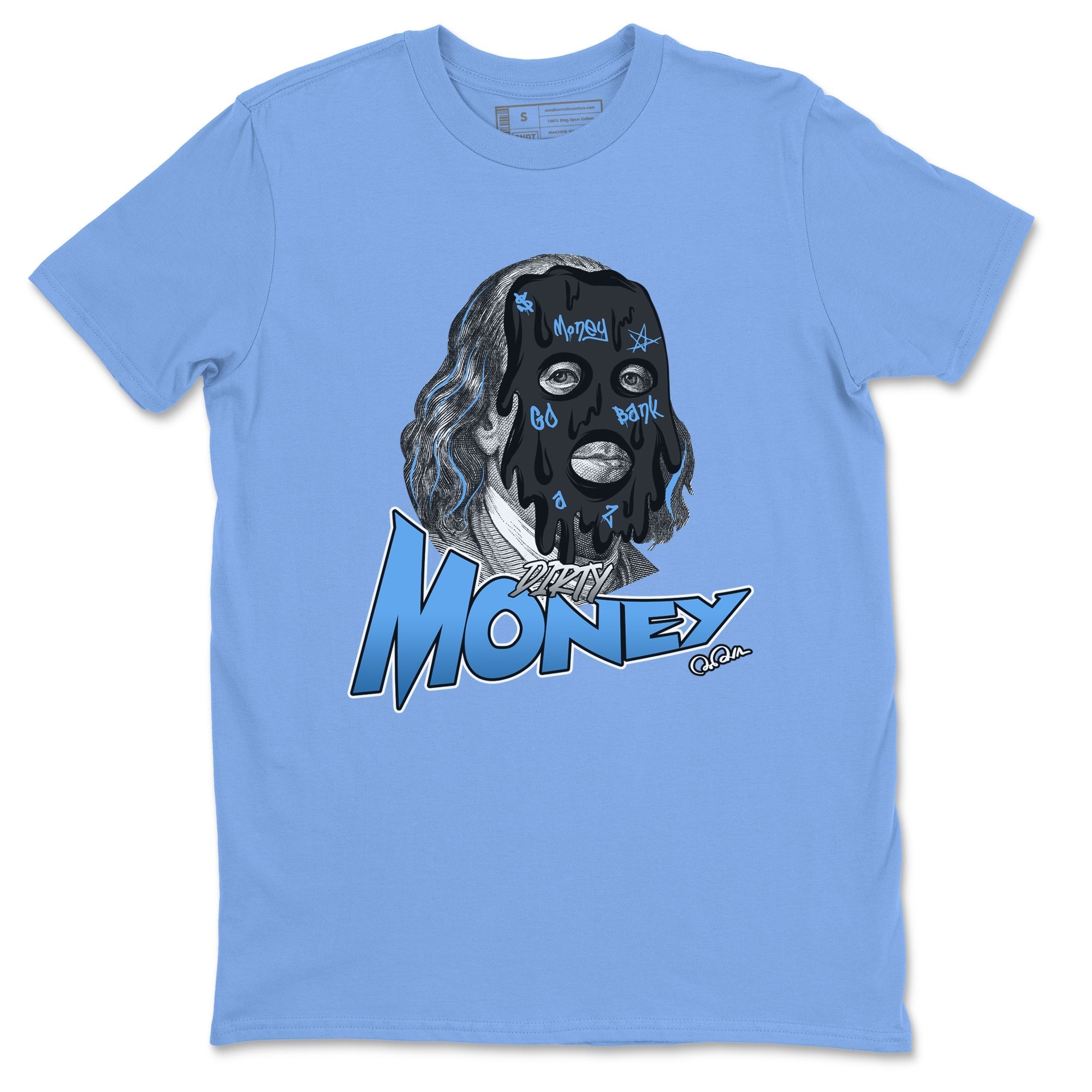 Air Jordan 1 Retro High OG UNC Toe Shirt to match Jordans Dirty Money Streetwear Sneaker Shirt 1s UNC Toe Drip Gear Zone Sneaker Matching Clothing Crew Neck T-Shirts Carolina Blue 2