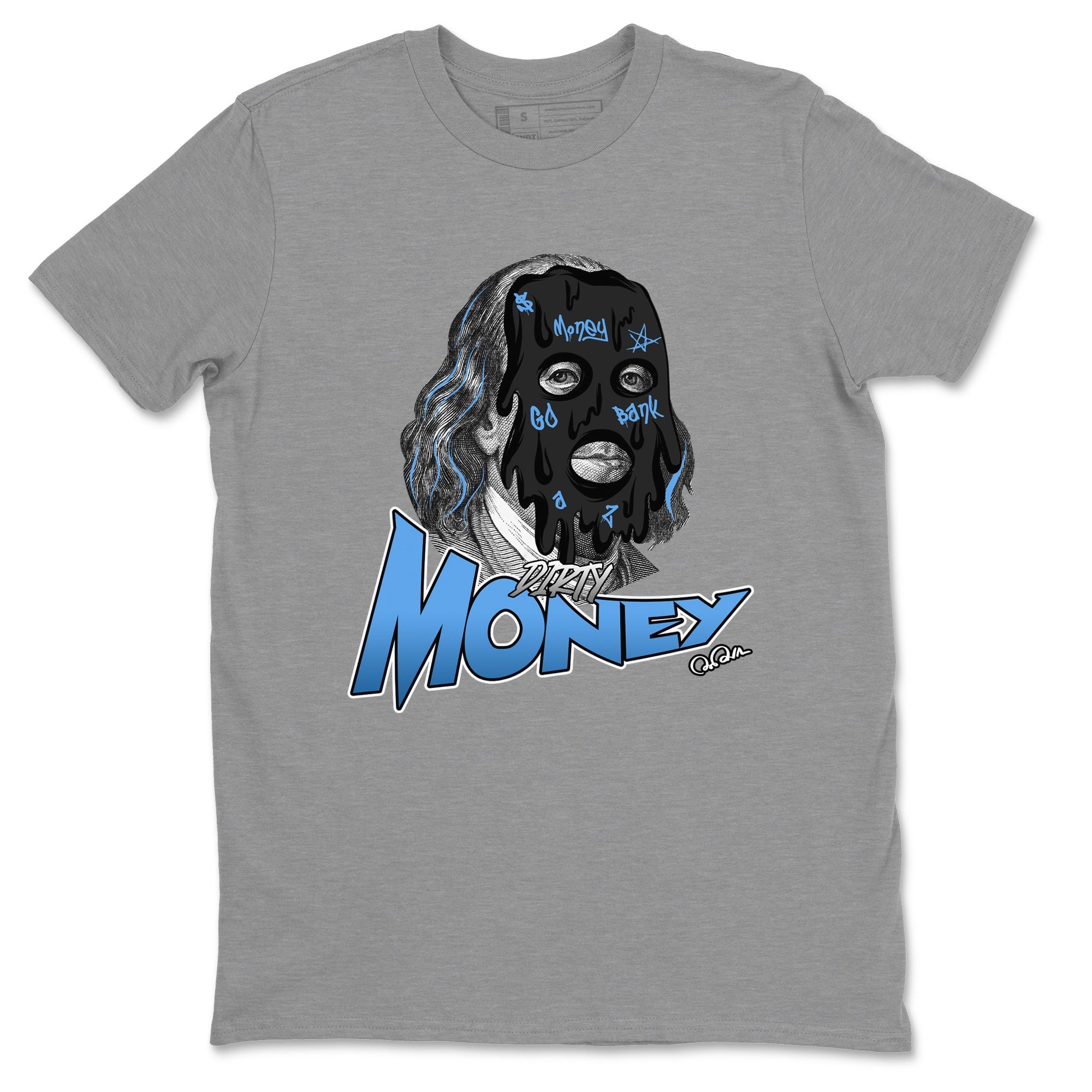 Air Jordan 1 Retro High OG UNC Toe Shirt to match Jordans Dirty Money Streetwear Sneaker Shirt 1s UNC Toe Drip Gear Zone Sneaker Matching Clothing Crew Neck T-Shirts Heather Grey 2