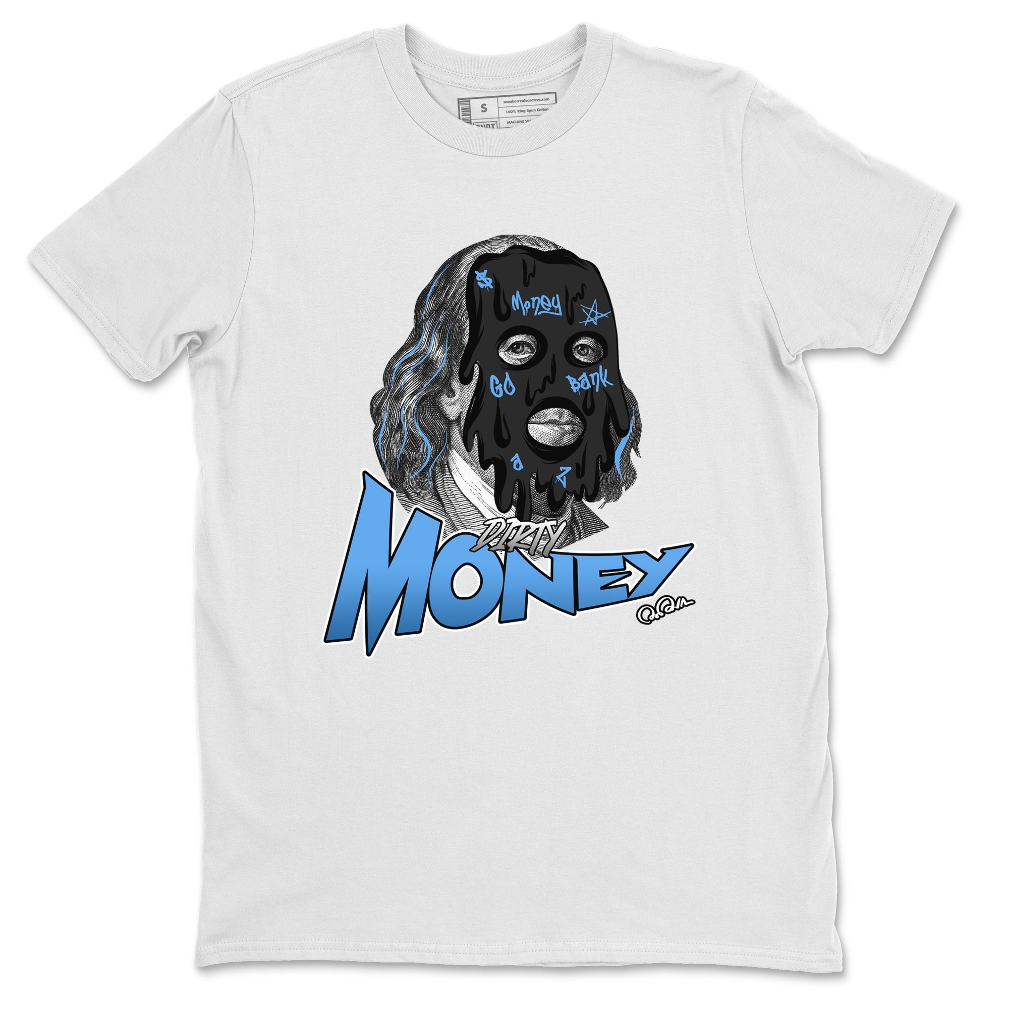 Air Jordan 1 Retro High OG UNC Toe Shirt to match Jordans Dirty Money Streetwear Sneaker Shirt 1s UNC Toe Drip Gear Zone Sneaker Matching Clothing Crew Neck T-Shirts White 2