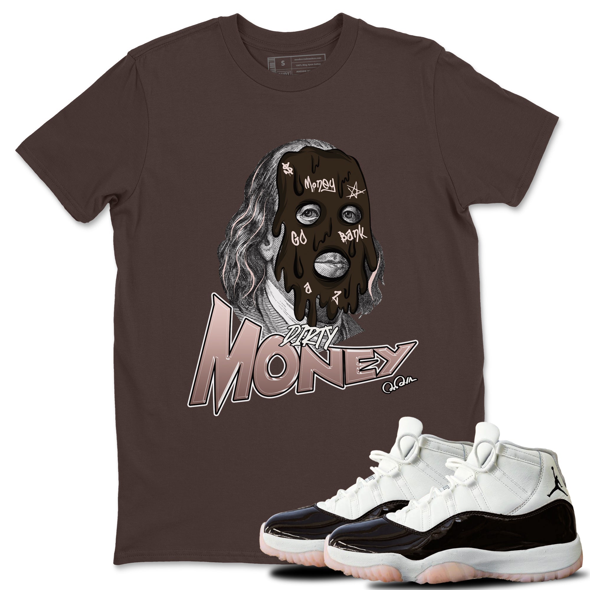 Air Jordan 11 Neapolitan shirt to match jordans Dirty Money sneaker matching t-shirts and clothing AJ11 Neapolitan Drip Gear Zone Cotton Casual Unisex Dark Chocolate 1 T-Shirt