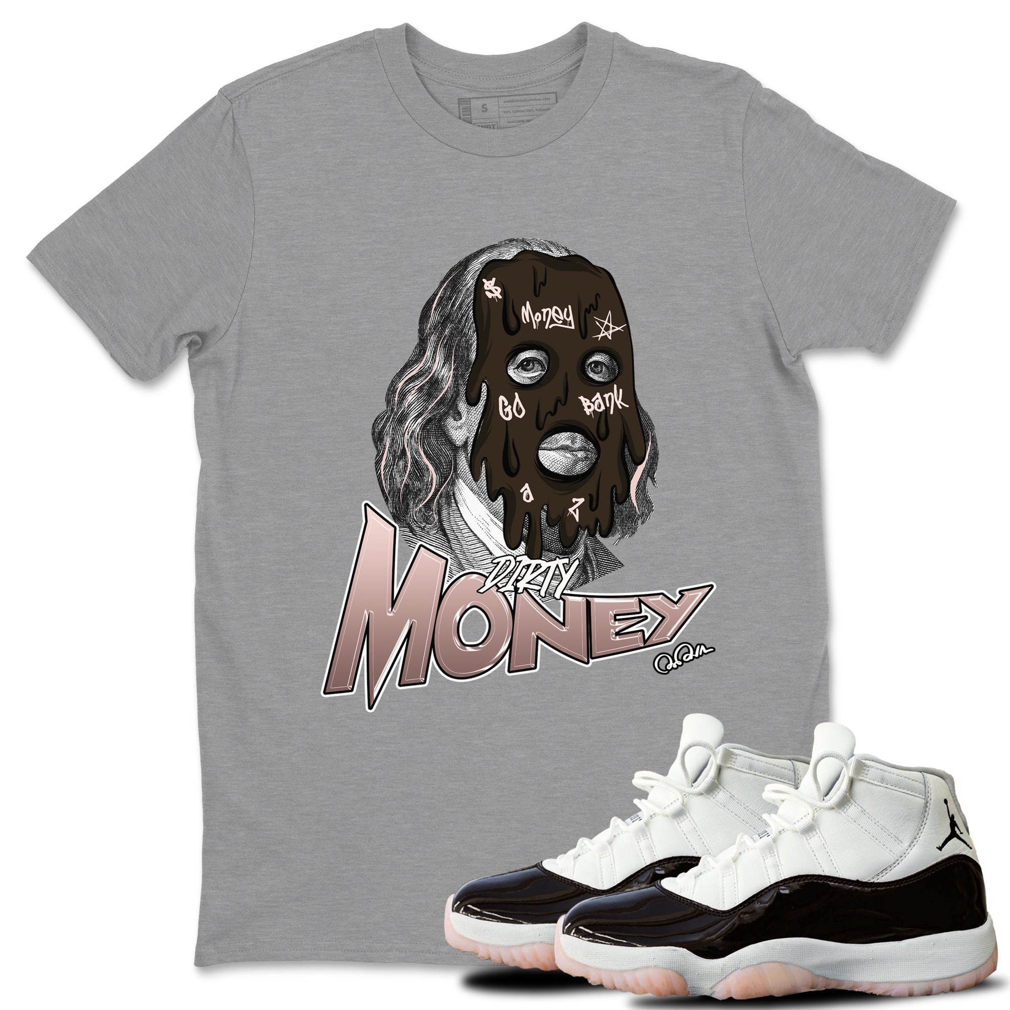 Air Jordan 11 Neapolitan shirt to match jordans Dirty Money sneaker matching t-shirts and clothing AJ11 Neapolitan Drip Gear Zone Cotton Casual Unisex Heather Grey 1 T-Shirt