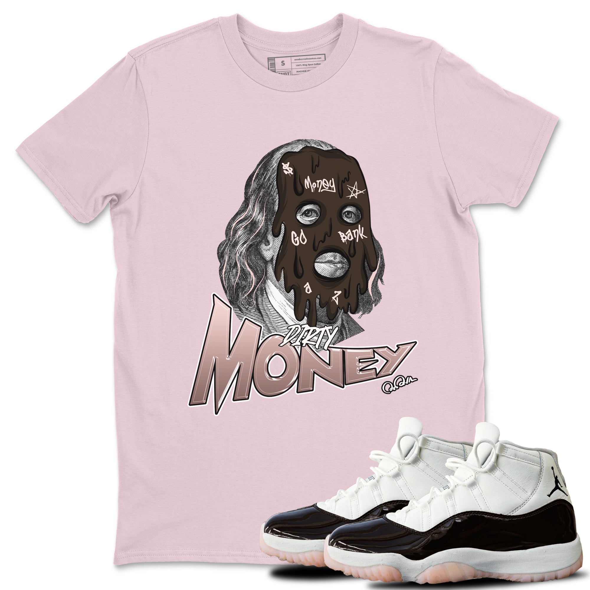 Air Jordan 11 Neapolitan shirt to match jordans Dirty Money sneaker matching t-shirts and clothing AJ11 Neapolitan Drip Gear Zone Cotton Casual Unisex Pink 1 T-Shirt