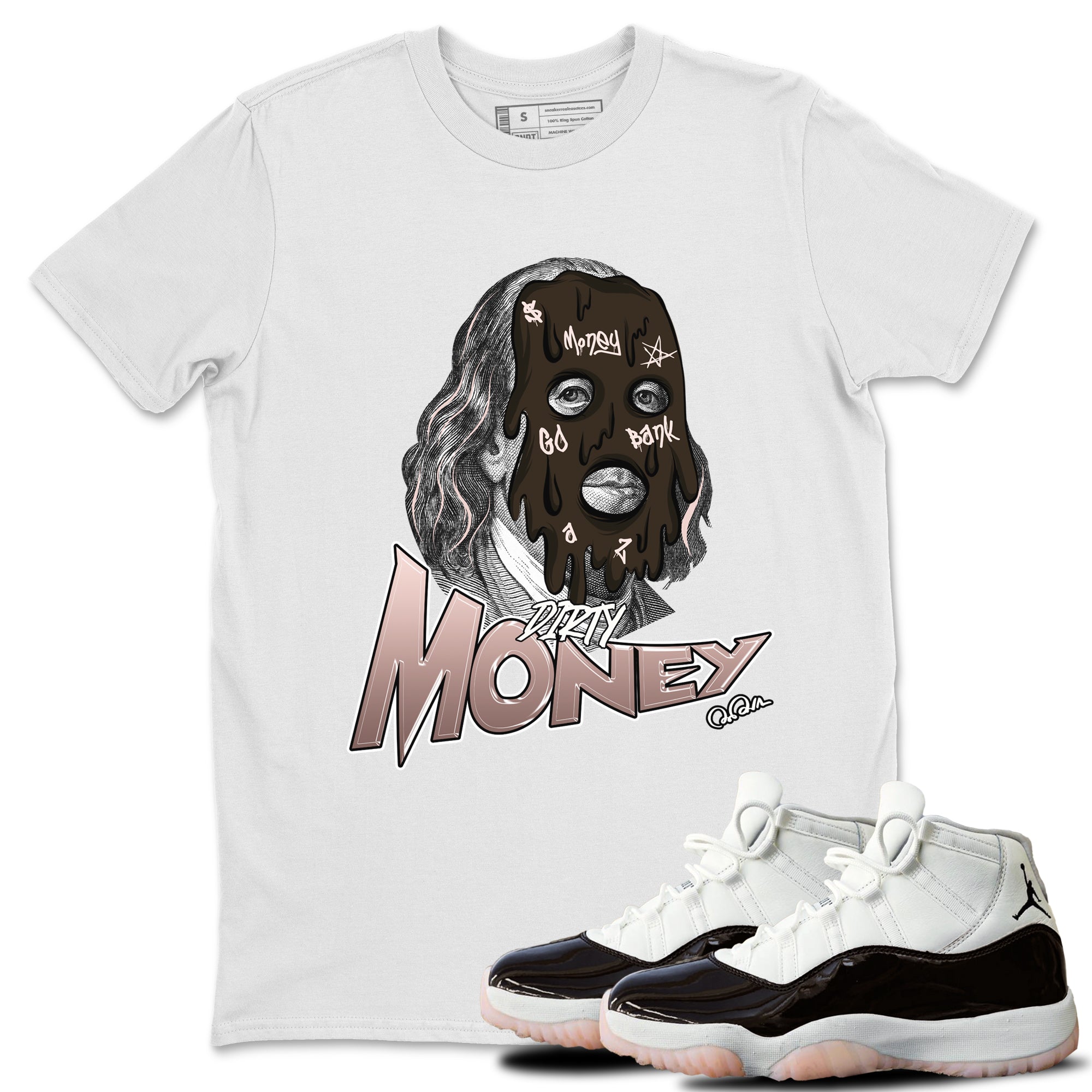Air Jordan 11 Neapolitan shirt to match jordans Dirty Money sneaker matching t-shirts and clothing AJ11 Neapolitan Drip Gear Zone Cotton Casual Unisex White 1 T-Shirt