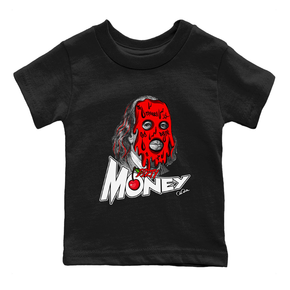 Air Jordan 12 Cherry Sneaker Match Tees Dirty Money Streetwear Sneaker Shirt AJ12 Cherry Sneaker Release Tees Kids Shirts Black 2