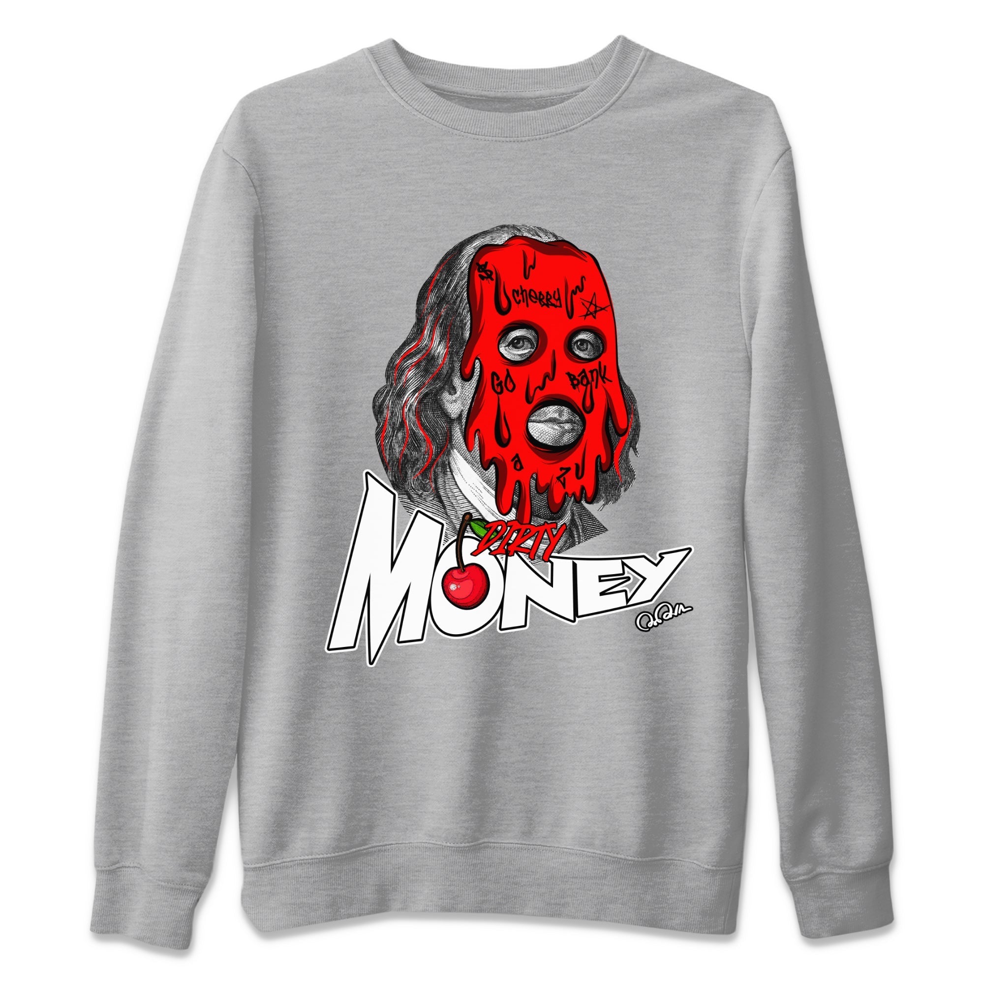 Air Jordan 12 Cherry Sneaker Match Tees Dirty Money Streetwear Sneaker Shirt AJ12 Cherry Sneaker Release Tees Unisex Shirts Heather Grey 2