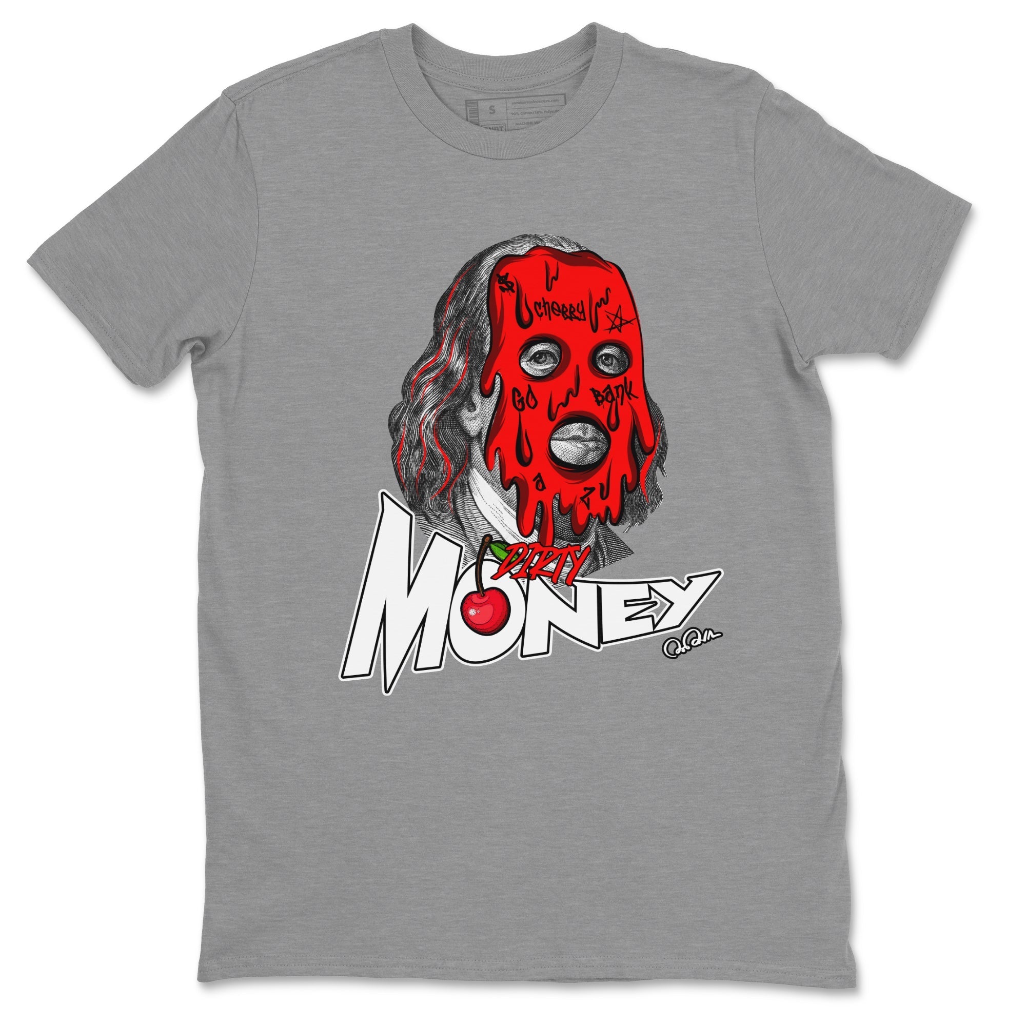 Air Jordan 12 Cherry Sneaker Match Tees Dirty Money Streetwear Sneaker Shirt AJ12 Cherry Sneaker Release Tees Unisex Shirts Heather Grey 2