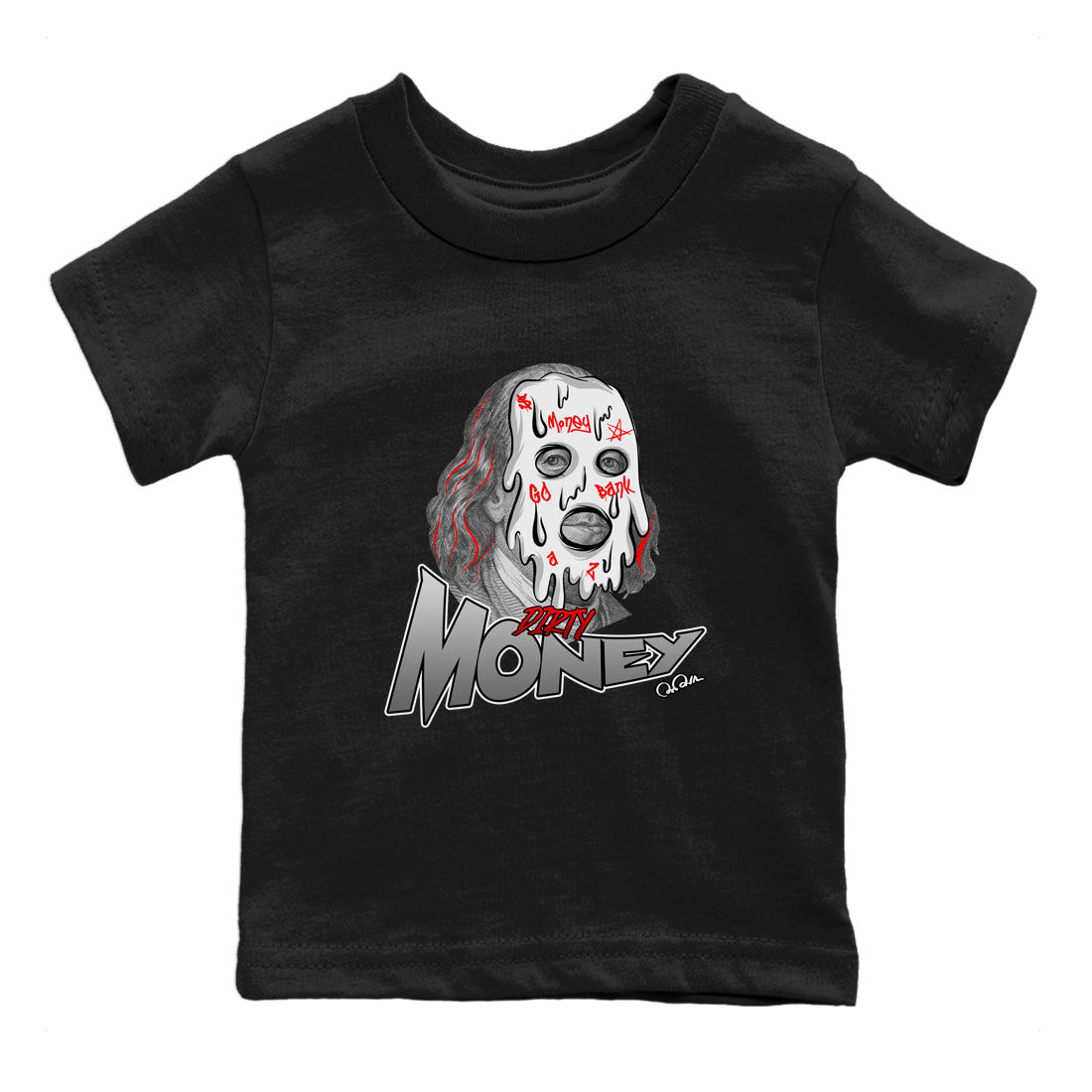 Air Jordan 13 Wolf Grey Dirty Money Baby and Kids Streetwear Sneaker Shirt AJ13 Wolf Grey Kids Streetwear Sneaker Shirt Washing and Care Tip