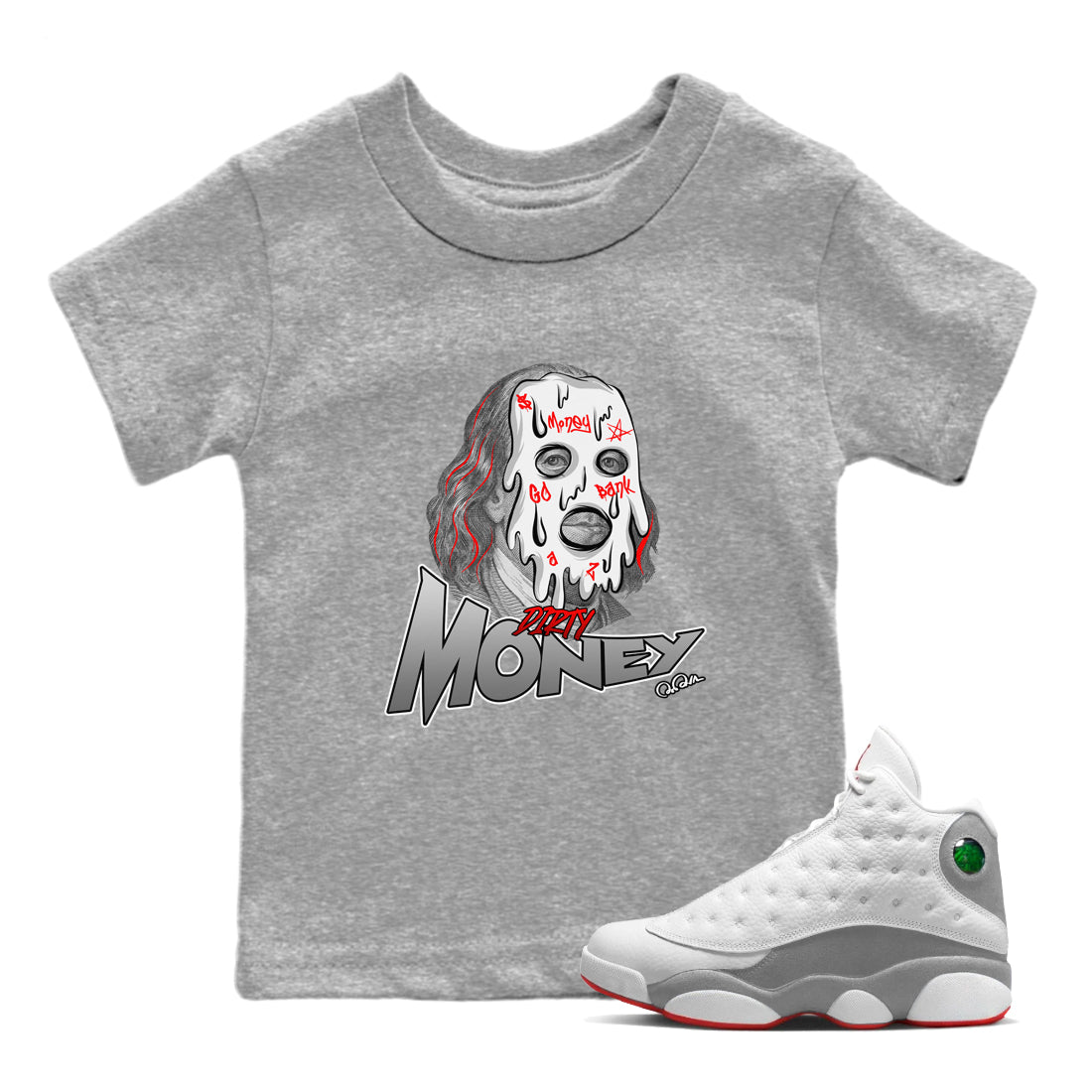 Air Jordan 13 Wolf Grey Dirty Money Baby and Kids Streetwear Sneaker Shirt AJ13 Wolf Grey Kids Streetwear Sneaker Shirt Size Chart