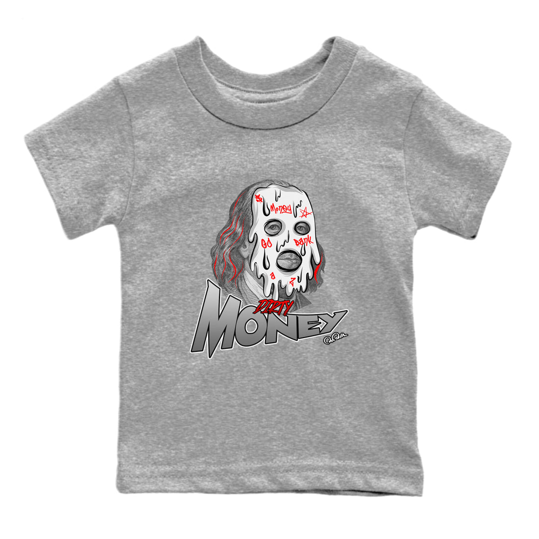 Air Jordan 13 Wolf Grey Sneaker Match Tees Dirty Money Streetwear Sneaker Shirt AJ13 Wolf Grey Sneaker Release Tees Kids Shirts Heather Grey 2