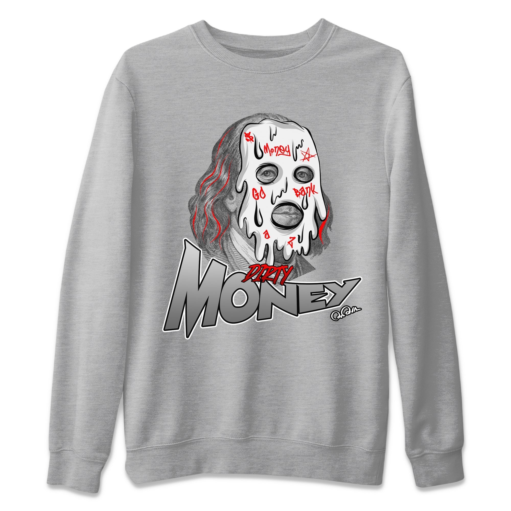 Air Jordan 13 Wolf Grey Sneaker Match Tees Dirty Money Streetwear Sneaker Shirt AJ13 Wolf Grey Sneaker Release Tees Unisex Shirts Heather Grey 2