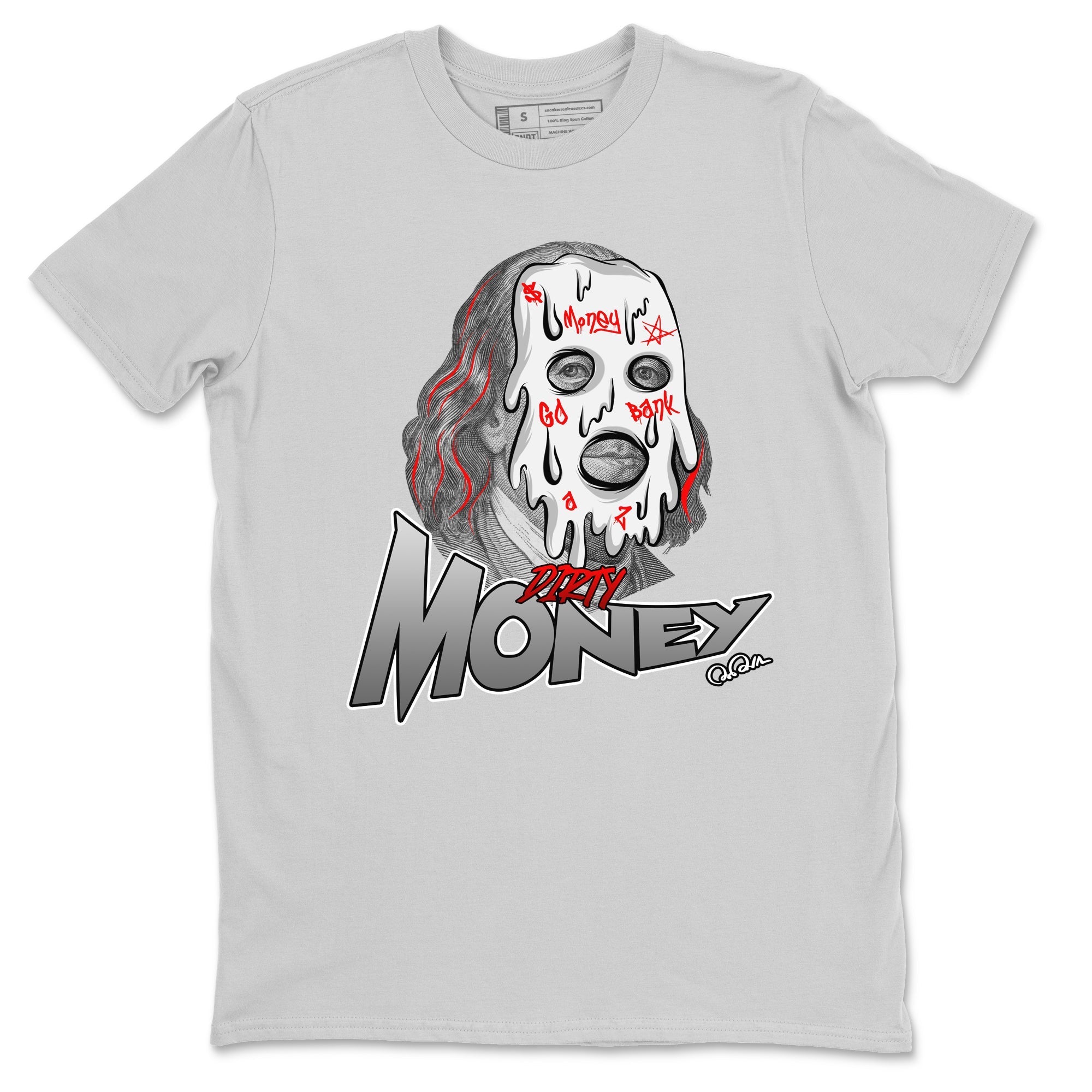 Air Jordan 13 Wolf Grey Sneaker Match Tees Dirty Money Streetwear Sneaker Shirt AJ13 Wolf Grey Sneaker Release Tees Unisex Shirts Silver 2