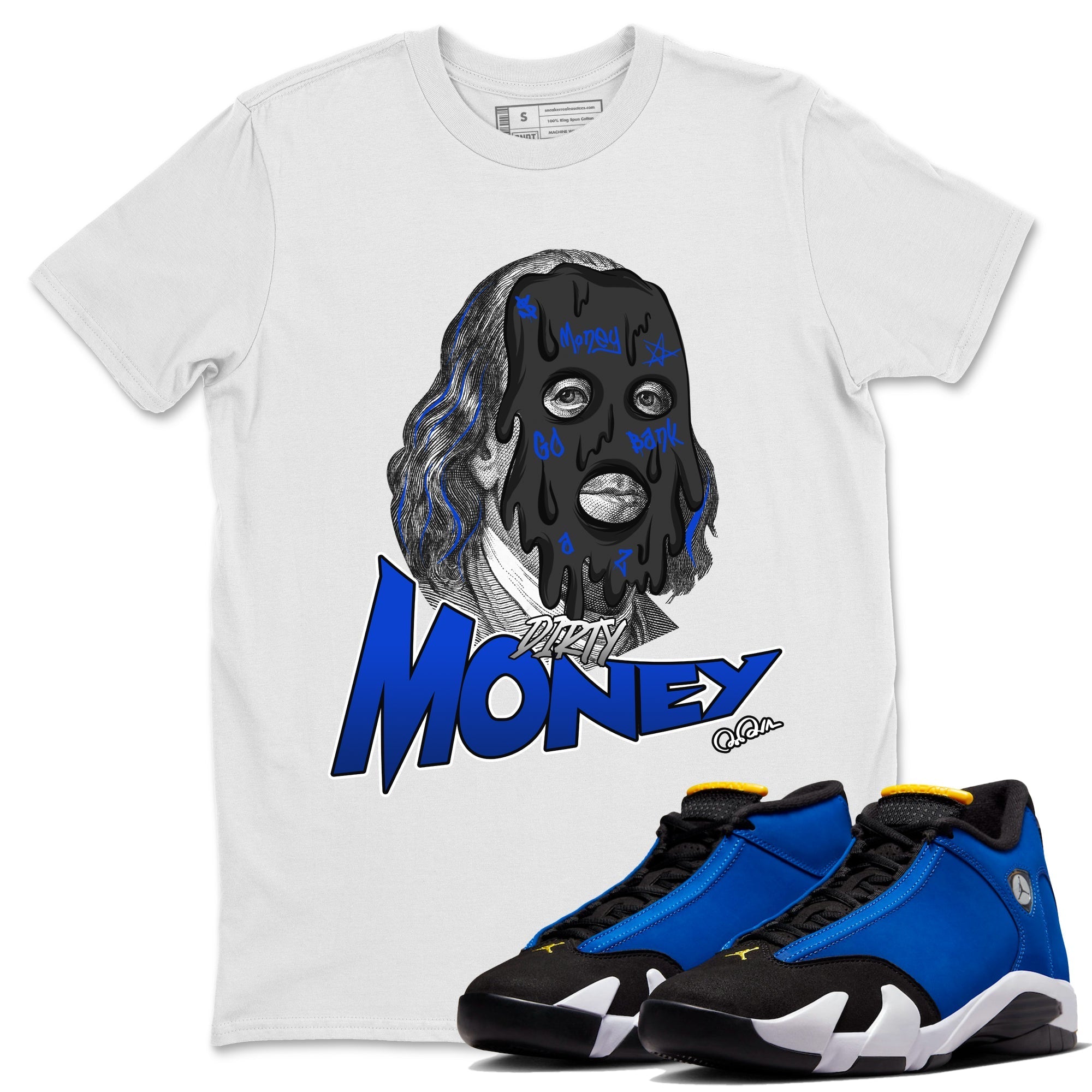 Air Jordan 14 Laney Sneaker Match Tees Dirty Money Streetwear Sneaker Shirt AJ14 Laney Sneaker Release Tees Unisex Shirts White 1