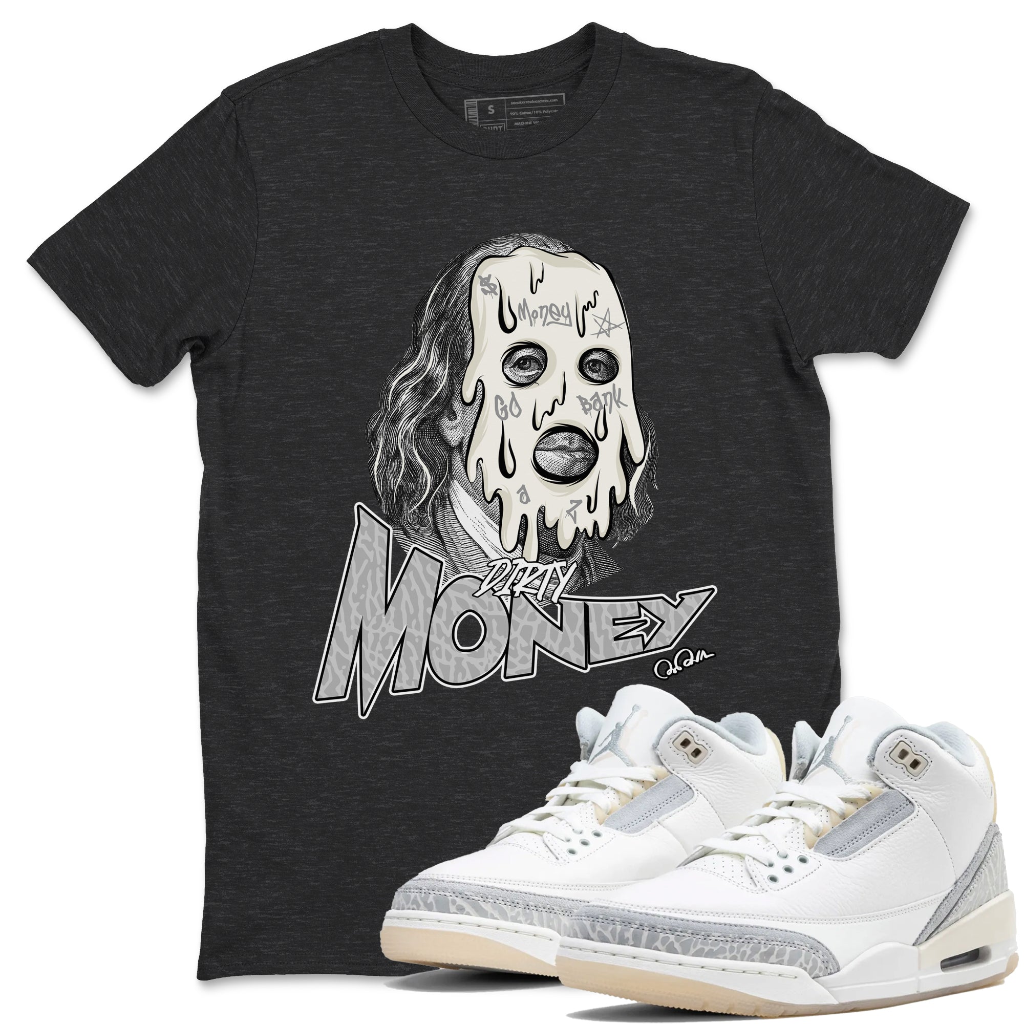 3s Ivory shirt to match jordans Dirty Money sneaker tees Air Jordan 3 Ivory Drip Gear Zone unisex cotton Charcoal Heather 1 crew neck shirt