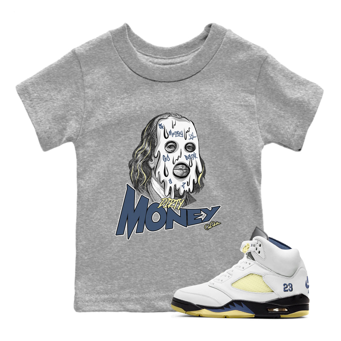 Air Jordan 5 A Ma Maniere x Photon Dust shirt to match jordans Dirty Money sneaker tees Jordan 5 A Ma Maniere "Dawn" Drip Gear Zone Baby Toddler Heather Grey 1 T-Shirt