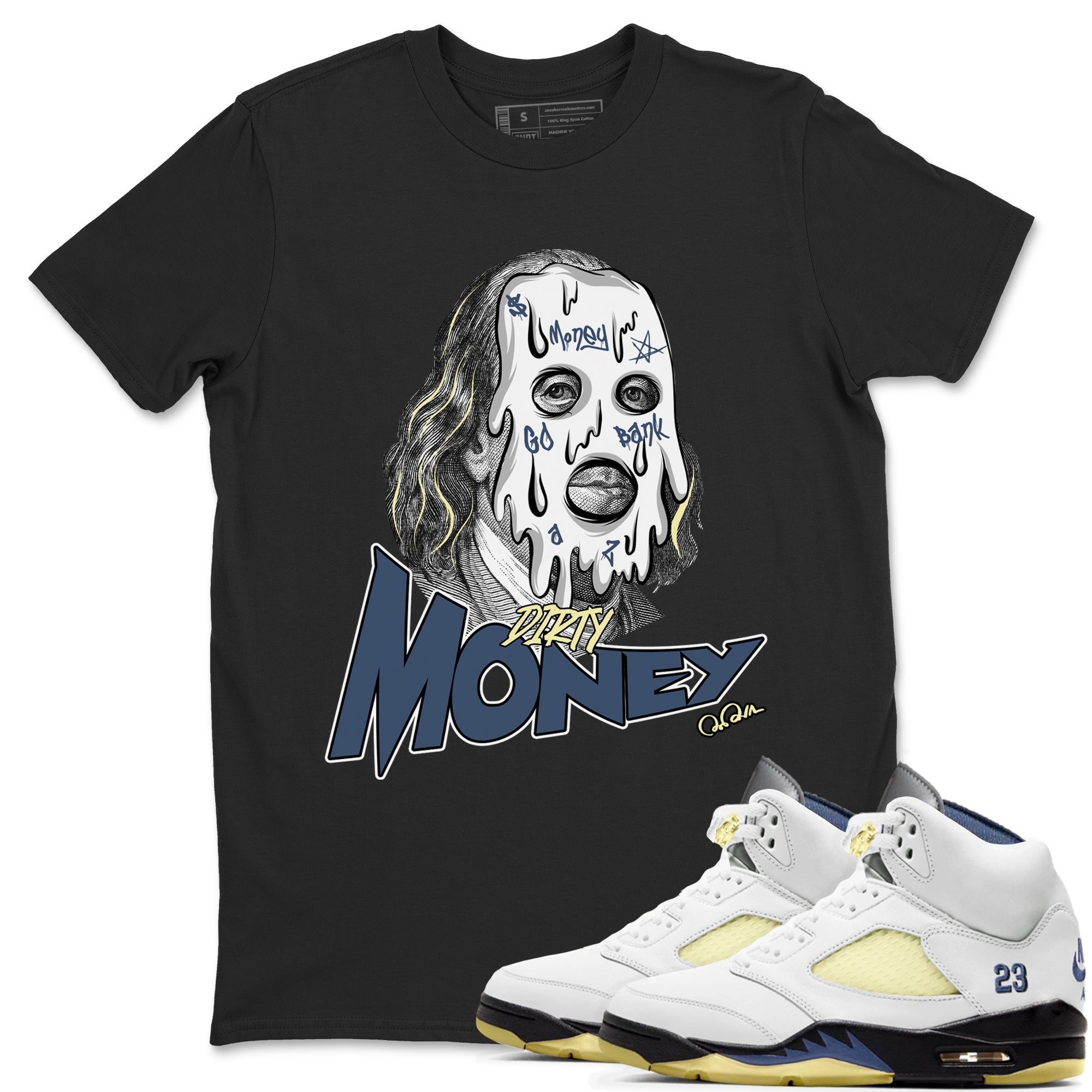 Air Jordan 5 A Ma Maniere x Photon Dust shirt to match jordans Dirty Money sneaker tees Jordan 5 A Ma Maniere "Dawn" Drip Gear Zone Unisex Black 1 T-Shirt