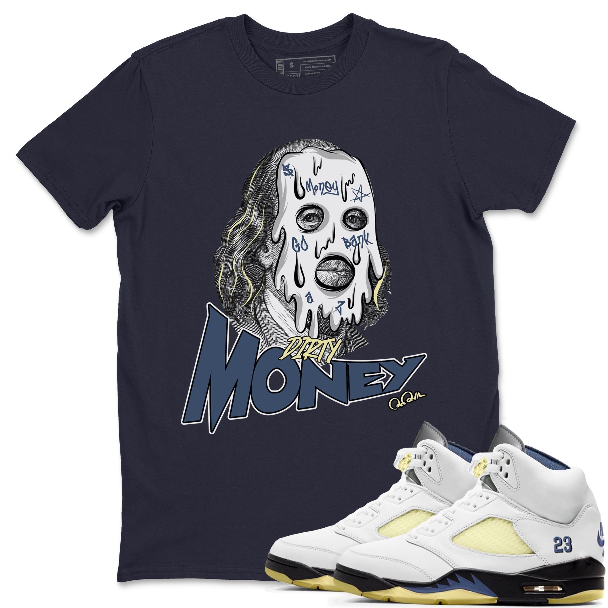 Air Jordan 5 A Ma Maniere x Photon Dust shirt to match jordans Dirty Money sneaker tees Jordan 5 A Ma Maniere "Dawn" Drip Gear Zone Unisex Navy 1 T-Shirt