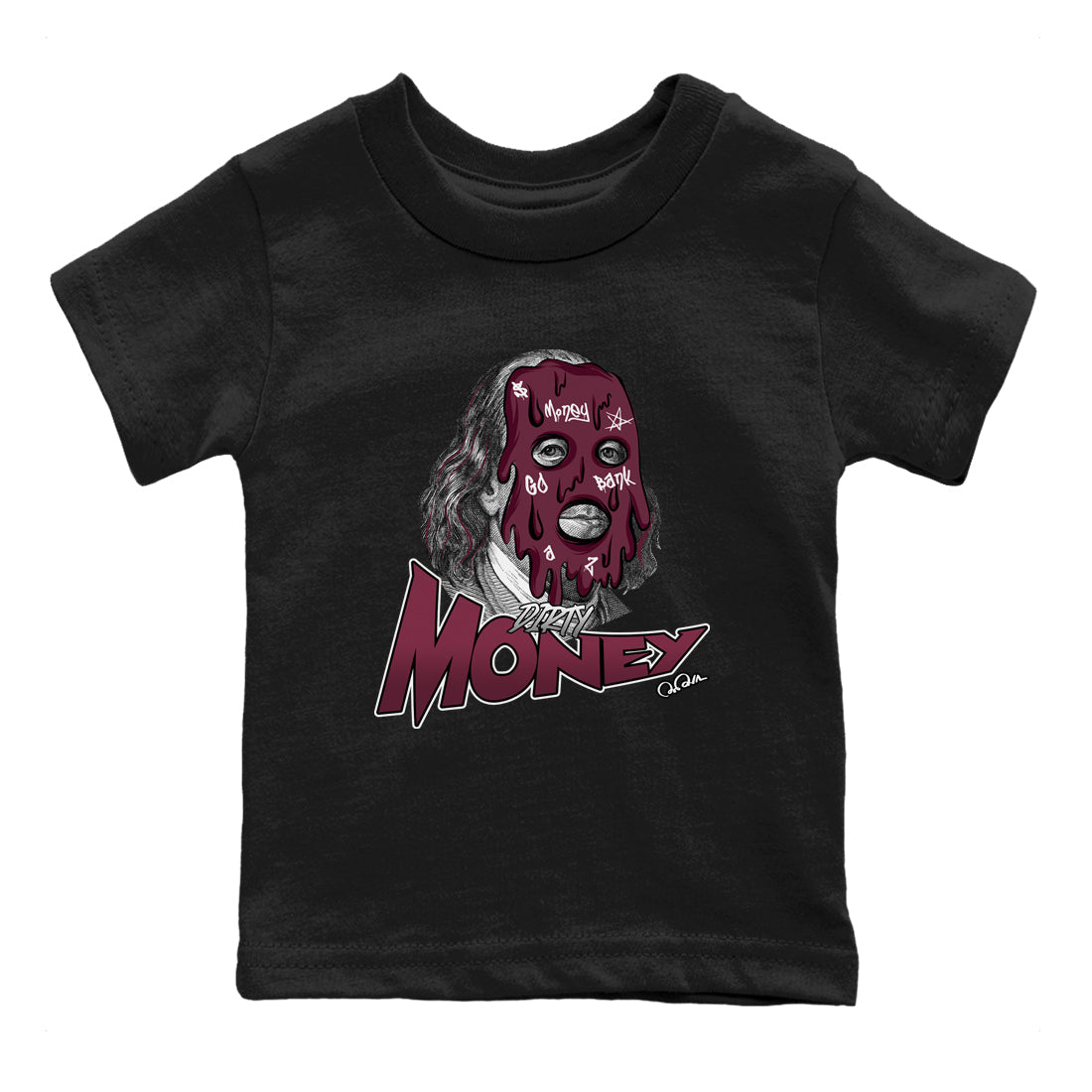 Air Jordan 5 Burgundy Sneaker Match Tees Dirty Money Streetwear Sneaker Shirt AJ5 Burgundy Sneaker Release Tees Kids Shirts Black 2