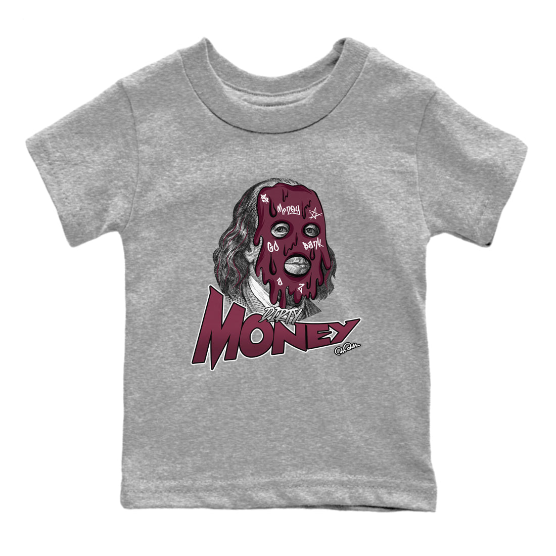 Air Jordan 5 Burgundy Sneaker Match Tees Dirty Money Streetwear Sneaker Shirt AJ5 Burgundy Sneaker Release Tees Kids Shirts Heather Grey 2