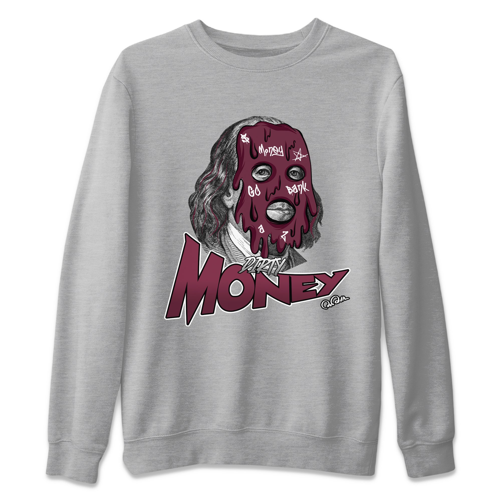 Air Jordan 5 Burgundy Sneaker Match Tees Dirty Money Streetwear Sneaker Shirt AJ5 Burgundy Sneaker Release Tees Unisex Shirts Heather Grey 2