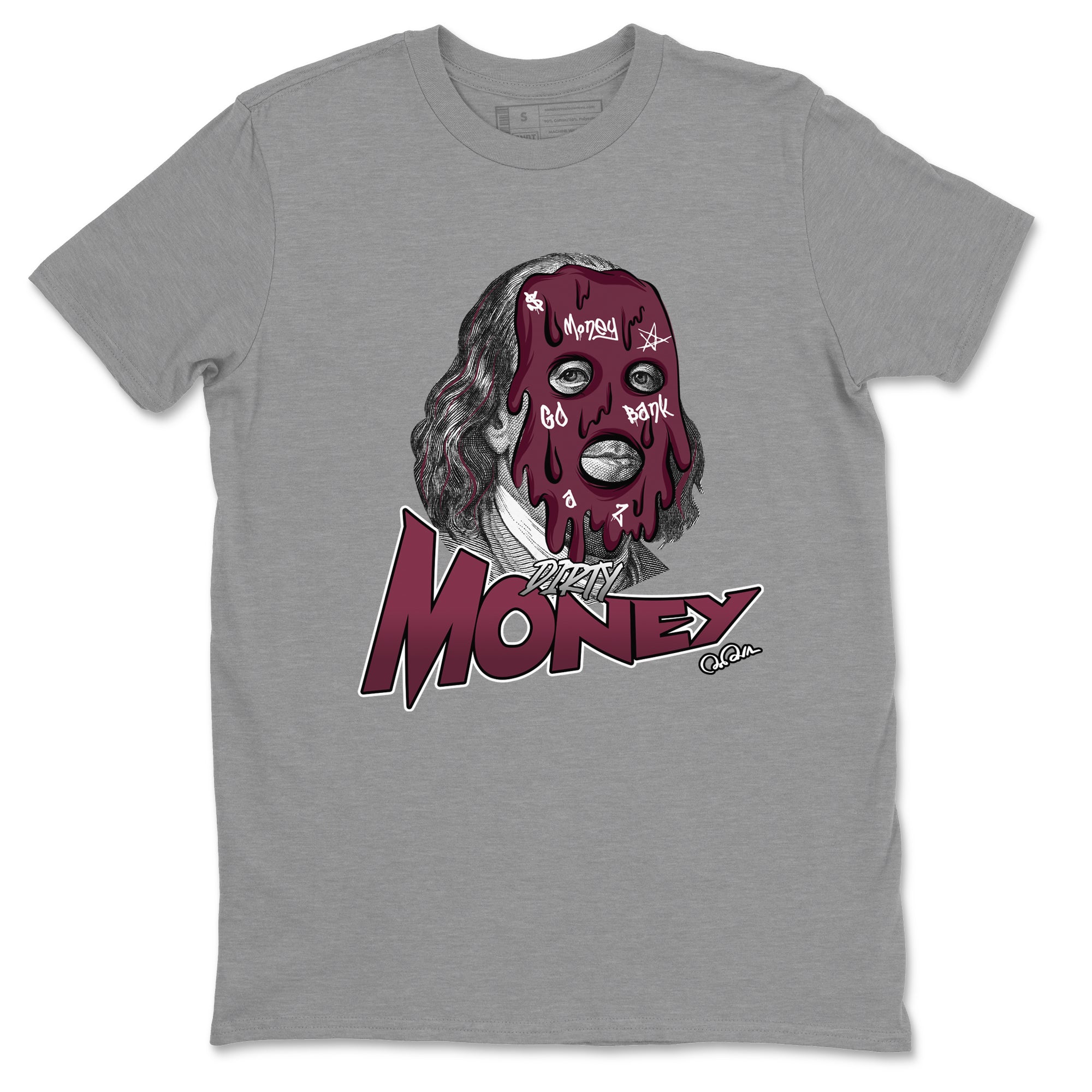 Air Jordan 5 Burgundy Sneaker Match Tees Dirty Money Streetwear Sneaker Shirt AJ5 Burgundy Sneaker Release Tees Unisex Shirts Heather Grey 2
