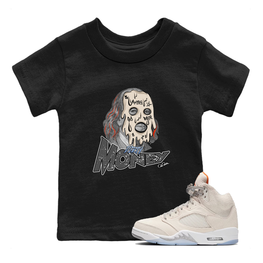 Air Jordan 5 Craft Sneaker Match Tees Dirty Money Streetwear Sneaker Shirt AJ5 SE Craft Sneaker Release Tees Kids Shirts Black 1