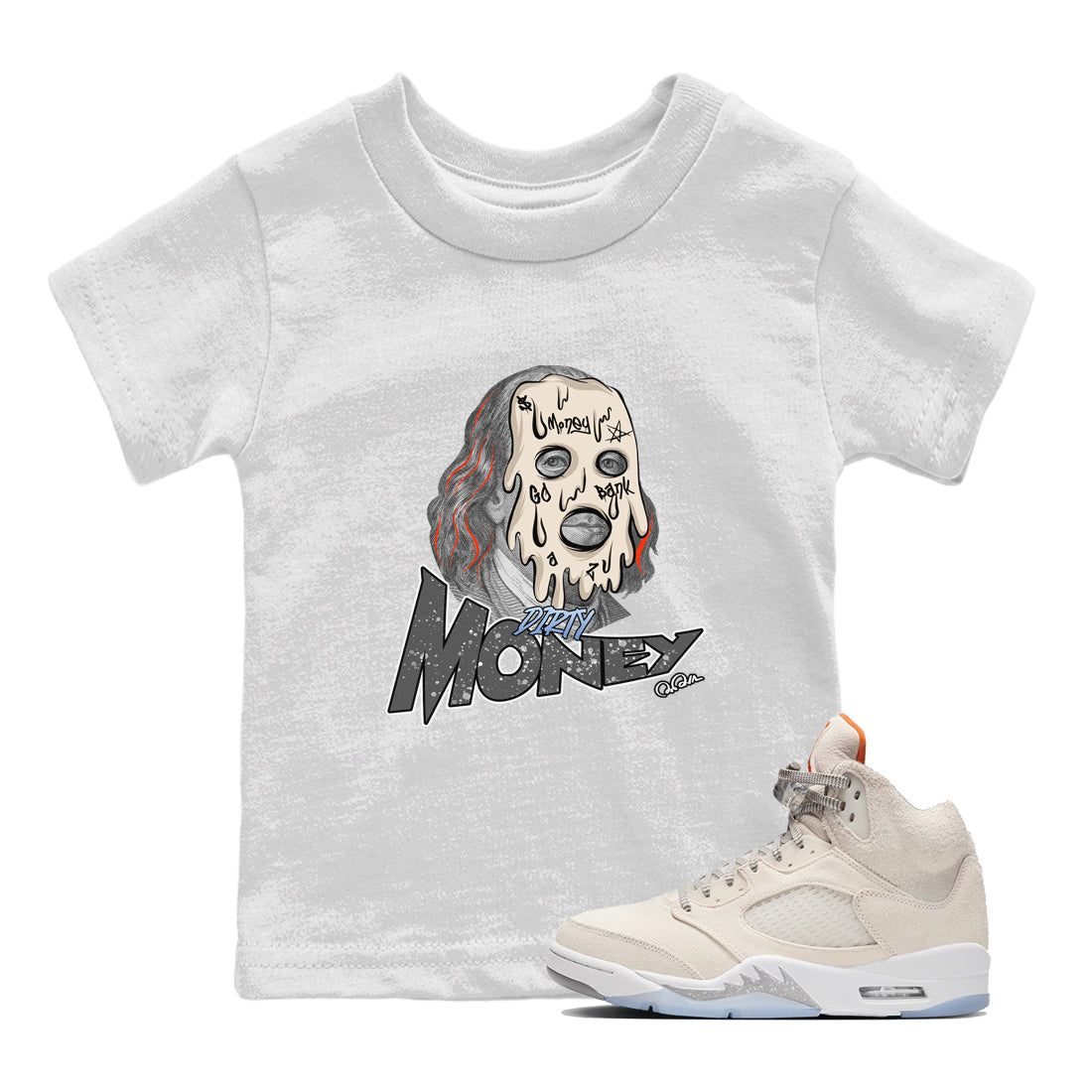 Air Jordan 5 Craft Sneaker Match Tees Dirty Money Streetwear Sneaker Shirt AJ5 SE Craft Sneaker Release Tees Kids Shirts White 1