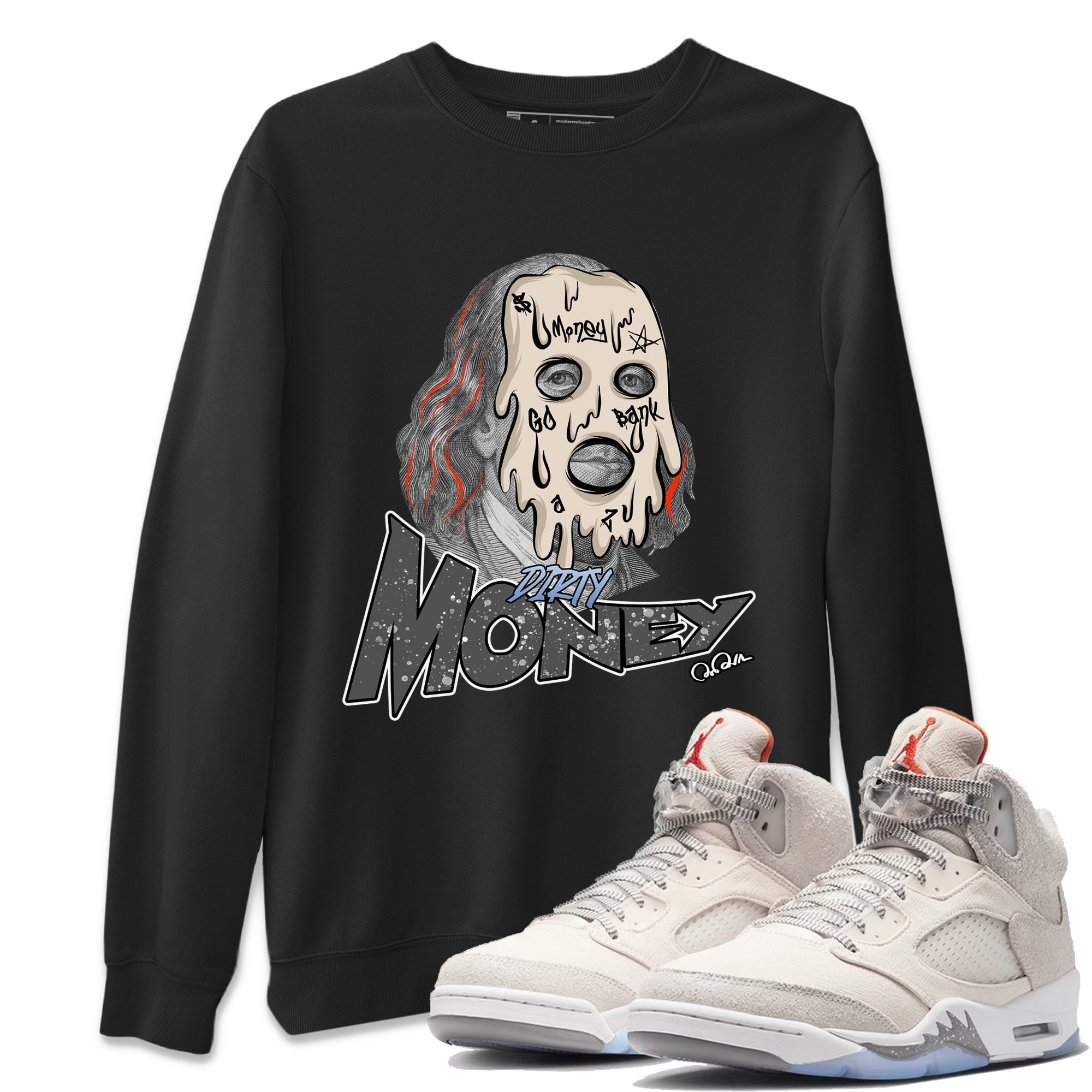 Air Jordan 5 Craft Sneaker Match Tees Dirty Money Streetwear Sneaker Shirt AJ5 SE Craft Sneaker Release Tees Unisex Shirts Black 1