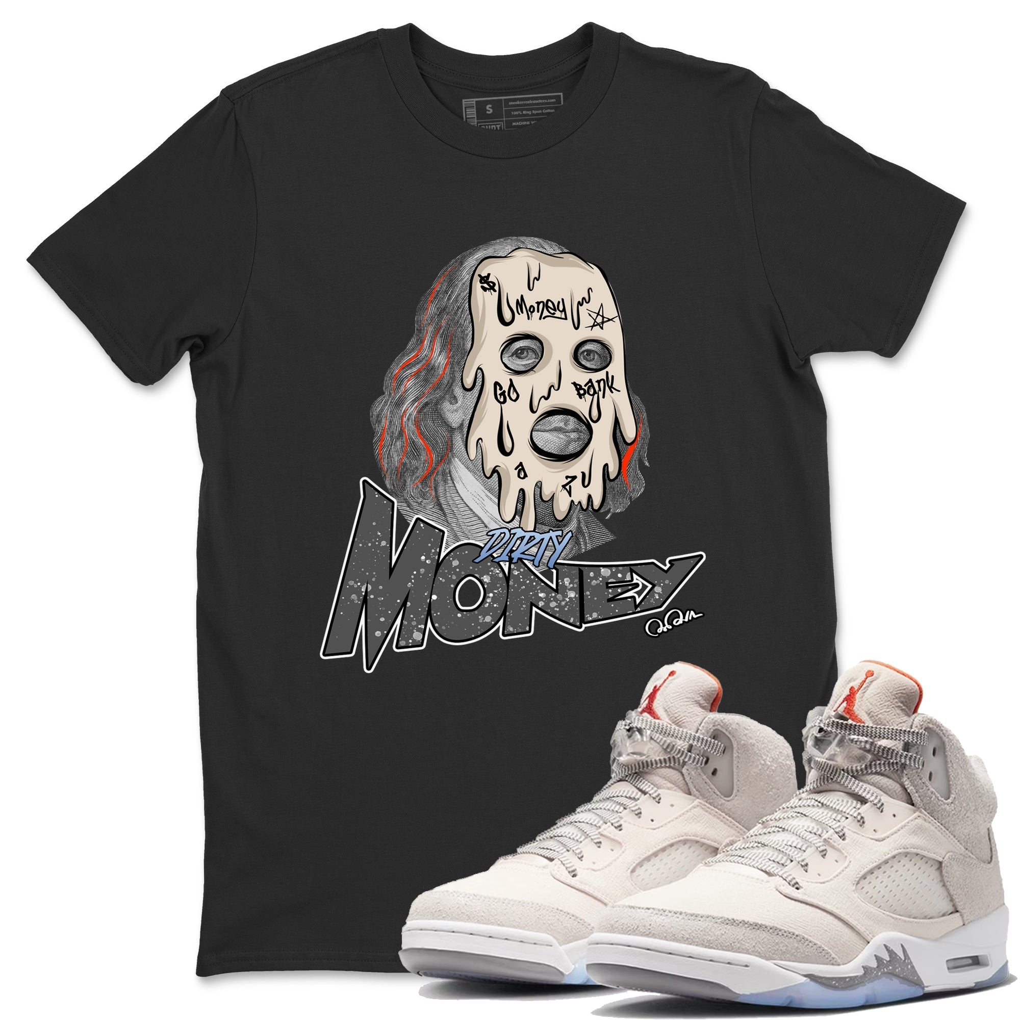 Air Jordan 5 Craft Sneaker Match Tees Dirty Money Streetwear Sneaker Shirt AJ5 SE Craft Sneaker Release Tees Unisex Shirts Black 1