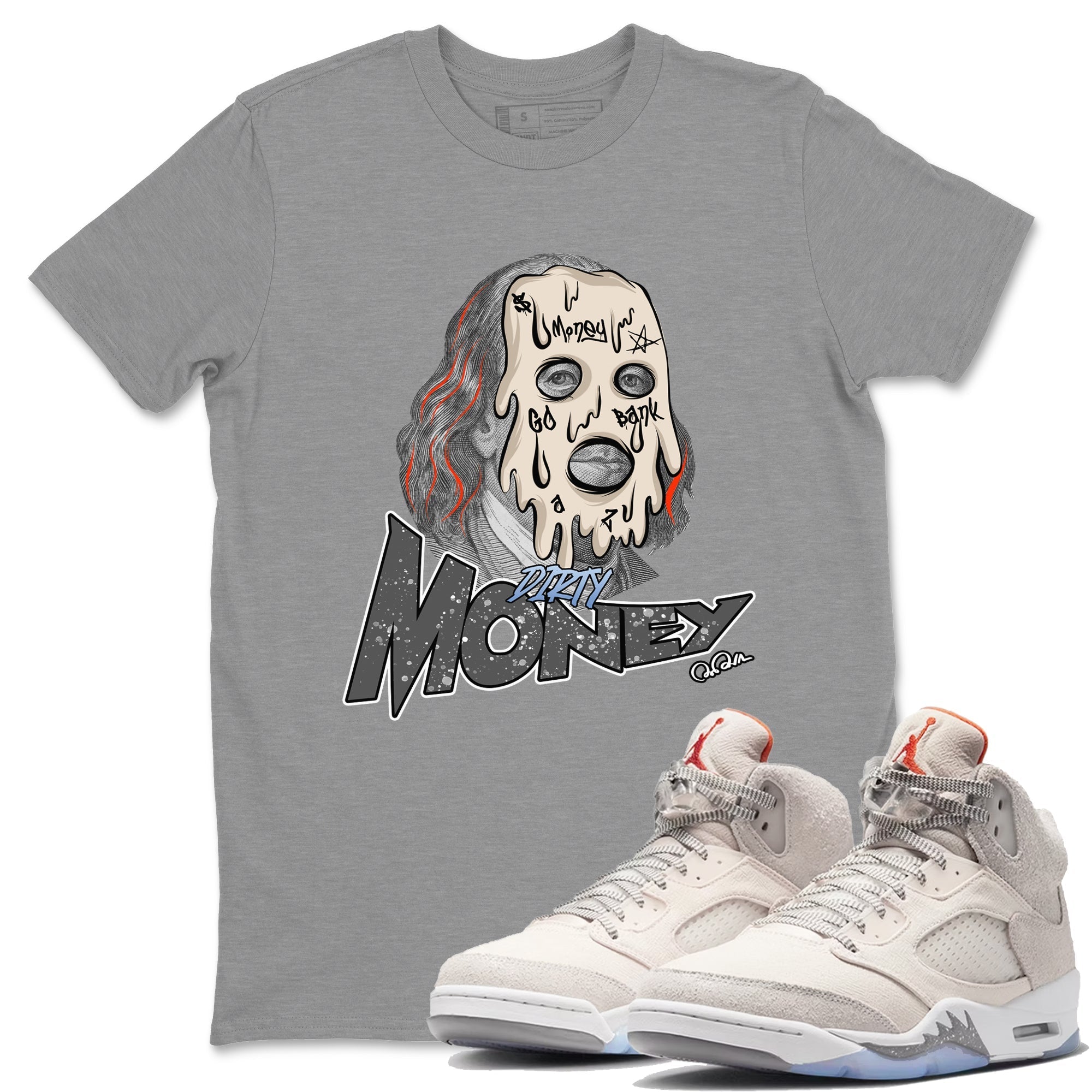 Air Jordan 5 Craft Dirty Money Crew Neck Streetwear Sneaker Shirt AJ5 SE Craft Sneaker T-Shirts Size Chart