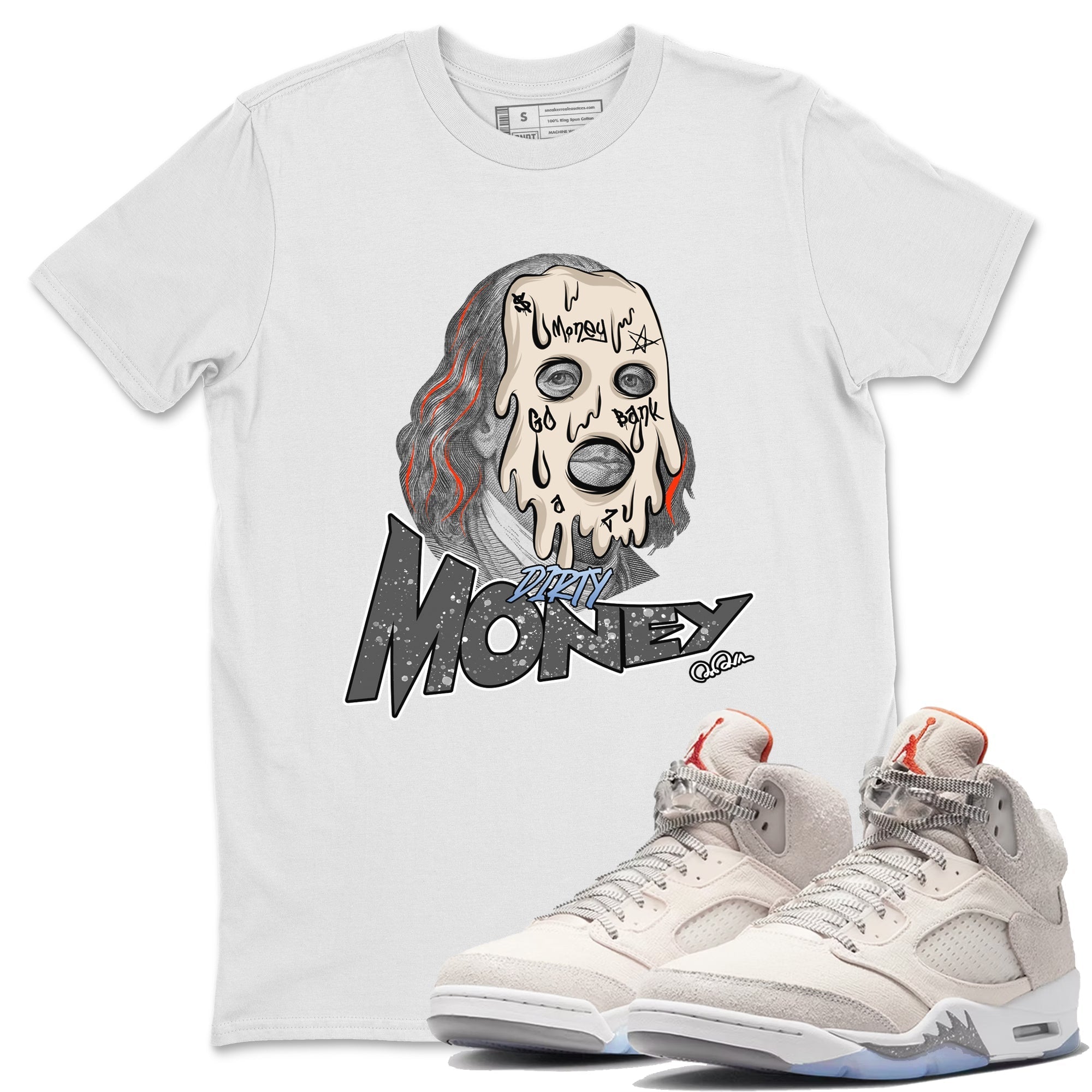 Air Jordan 5 Craft Sneaker Match Tees Dirty Money Streetwear Sneaker Shirt AJ5 SE Craft Sneaker Release Tees Unisex Shirts White 1