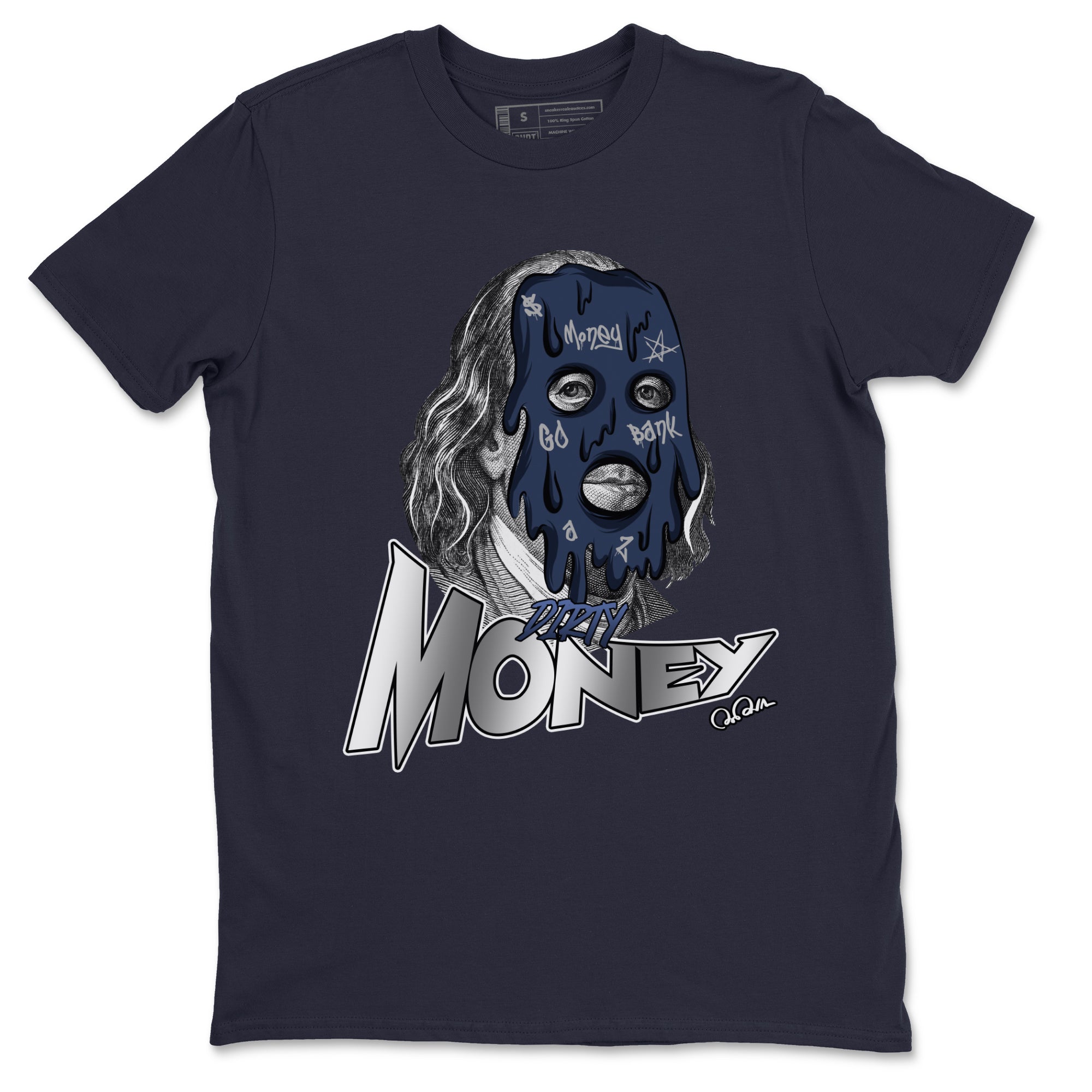 Air Jordan 5 Georgetown Sneaker Match Tees Dirty Money Streetwear Sneaker Shirt AJ5 Georgetown Sneaker Release Tees Unisex Shirts Navy 2